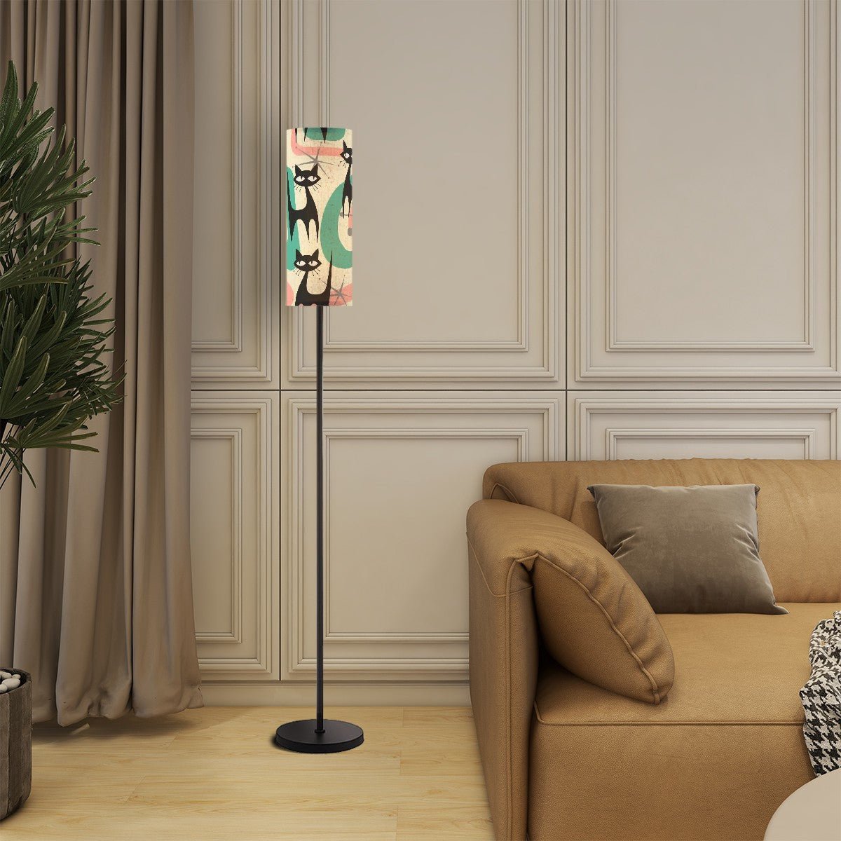 Kate McEnroe New York Retro Atomic Cat Floor Lamp, Mid Century Modern Starburst Art Light, Funky MCM Living Room or Bedroom AccentFloor LampssWJYfdUHEQ