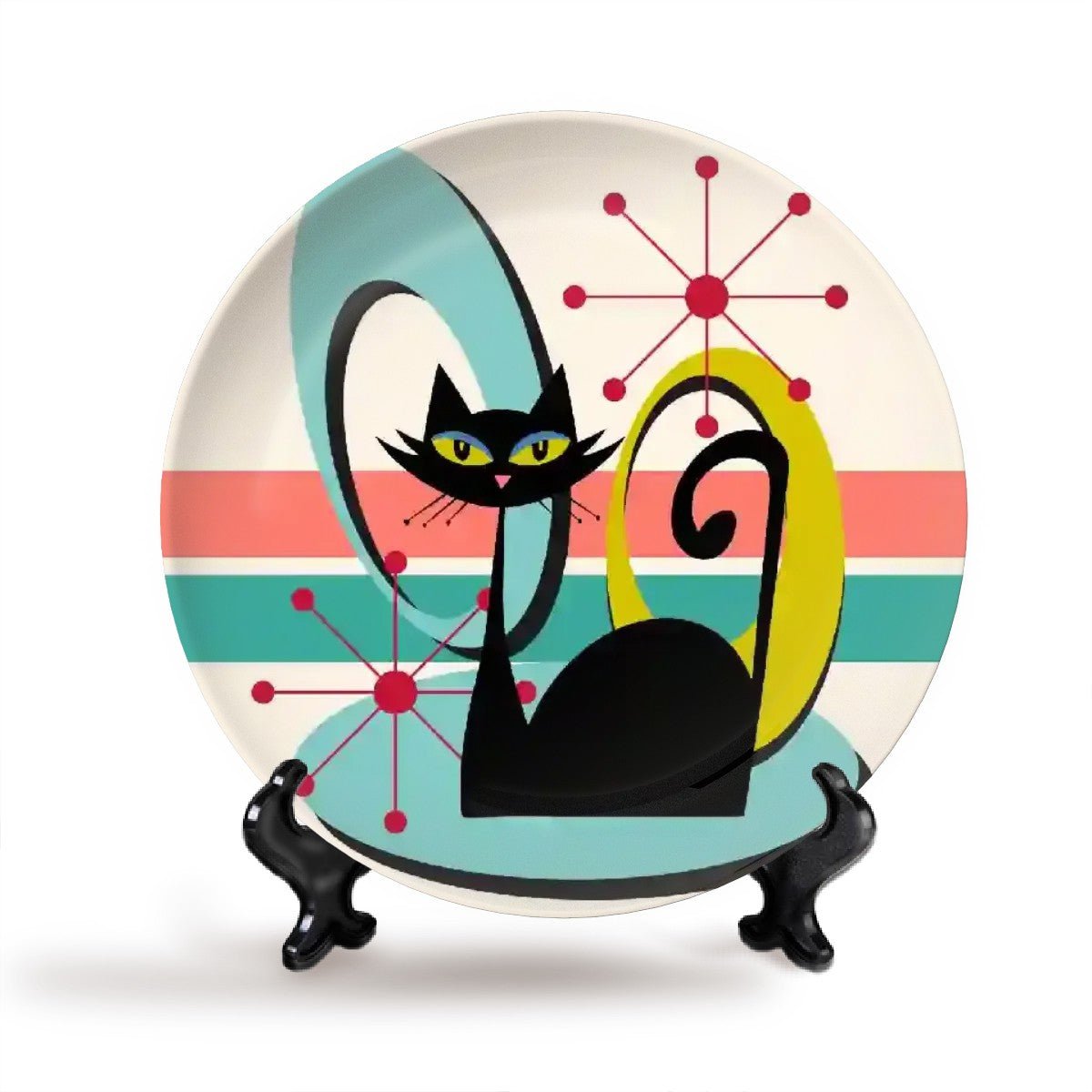 Kate McEnroe New York Retro Atomic Cat Mid Century Modern Decorative Plate, Vintage 50s Geometric Art, Funky Kitchen AccentDecorative Plates1Qkvb47sPx