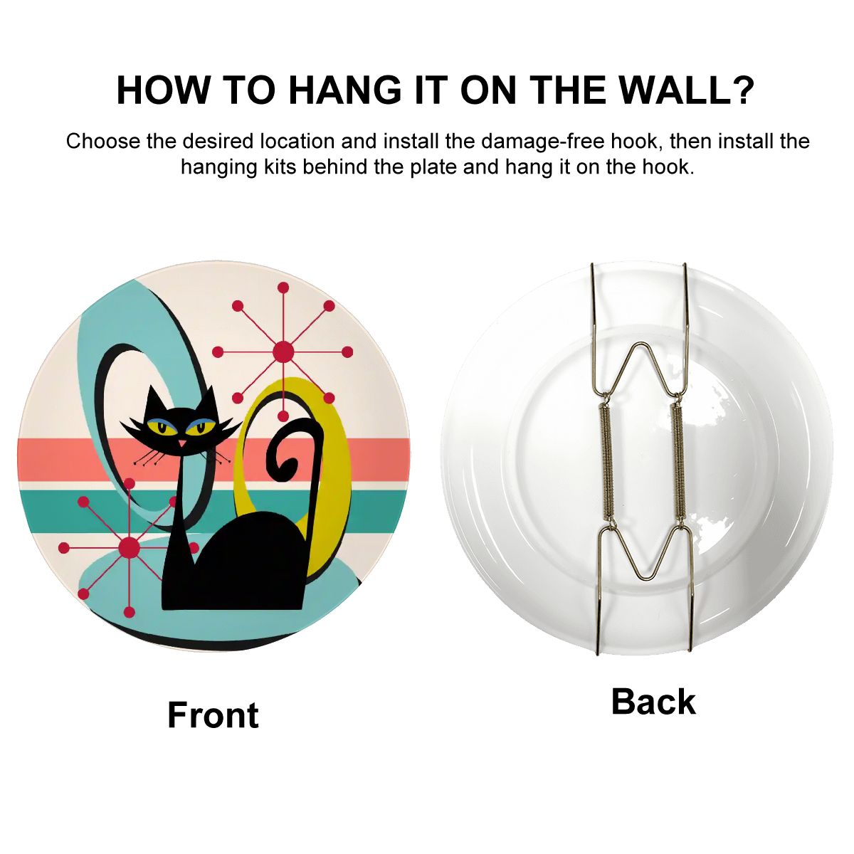 Kate McEnroe New York Retro Atomic Cat Mid Century Modern Decorative Plate, Vintage 50s Geometric Art, Funky Kitchen AccentDecorative Plates1Qkvb47sPx