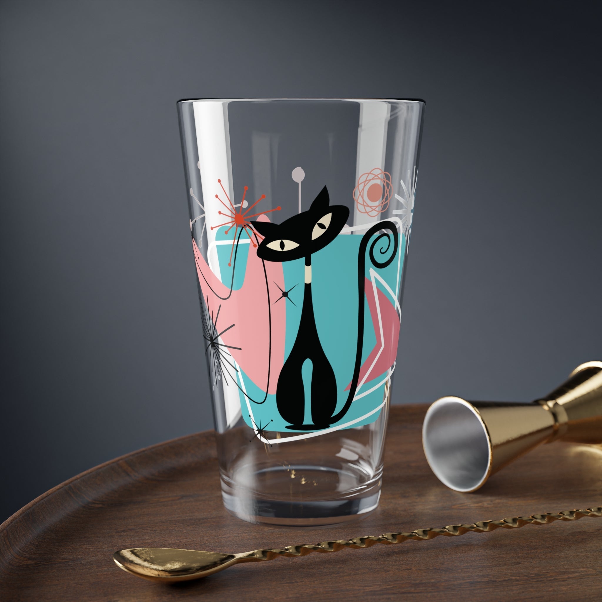 Kate McEnroe New York Retro Atomic Cat Pint Glass, Mid Century Modern Barware, MCM Vintage Style DrinkwarePint Glasses21109562332155523397