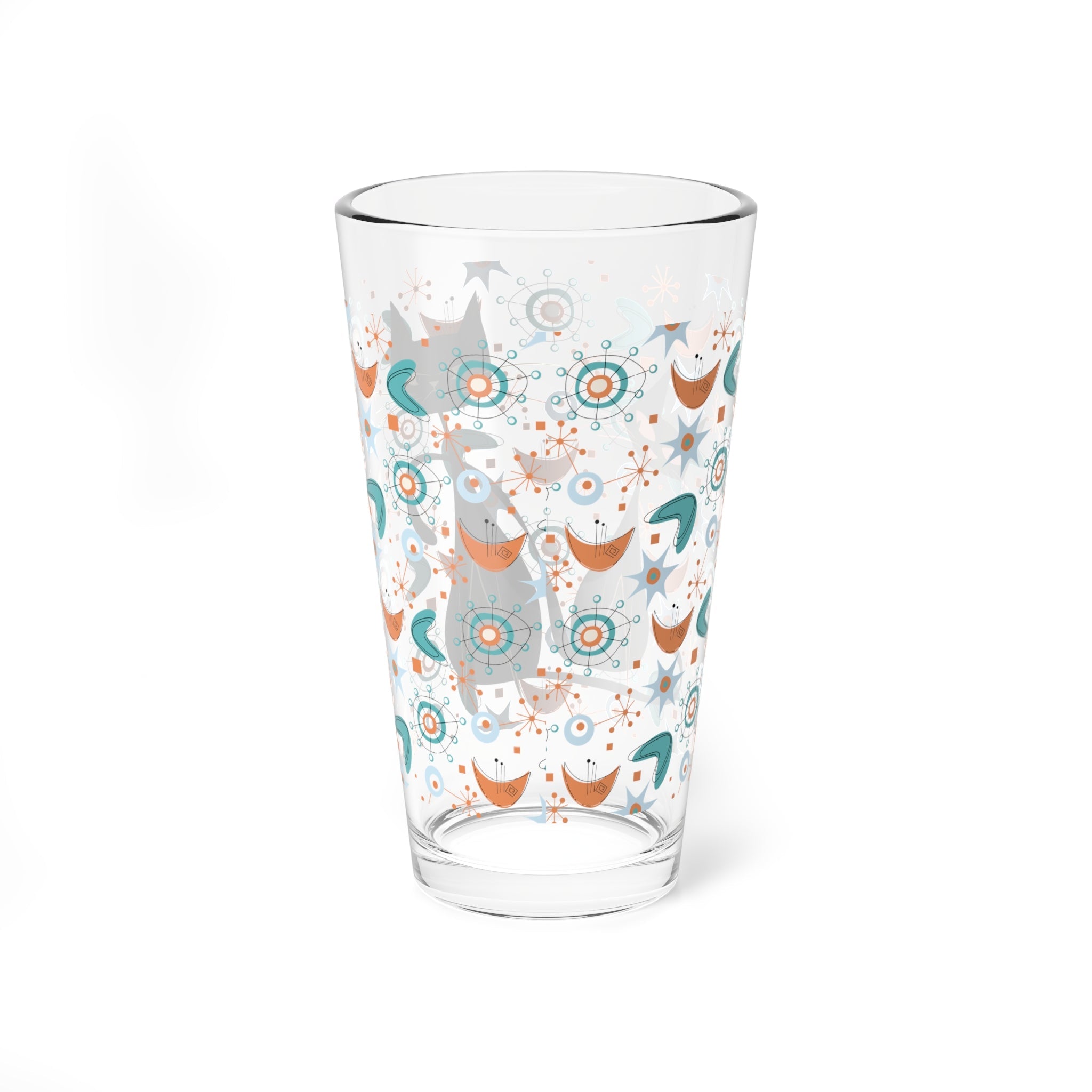 Kate McEnroe New York Retro Atomic Cat Pint Glass, Mid Century Modern Shaker, MCM Vintage Style DrinkwareMixing Glasses13769552167460602520