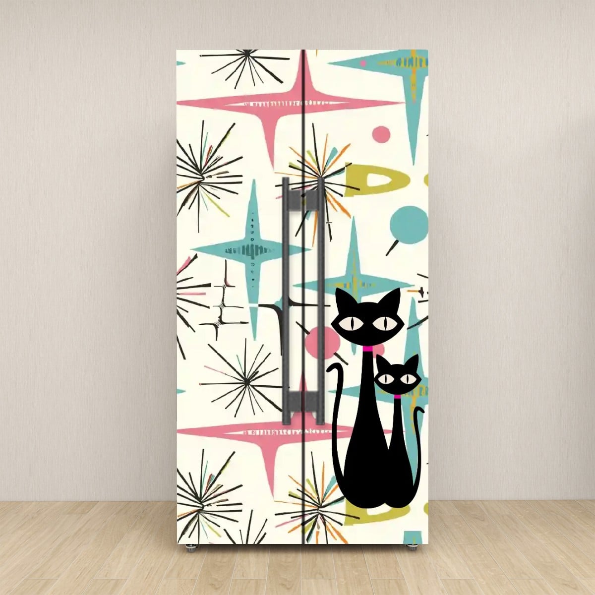 Kate McEnroe New York Retro Atomic Cat Starburst Mid Century Modern Refrigerator WrapRefrigerator WrapsBZRg2AVvCW