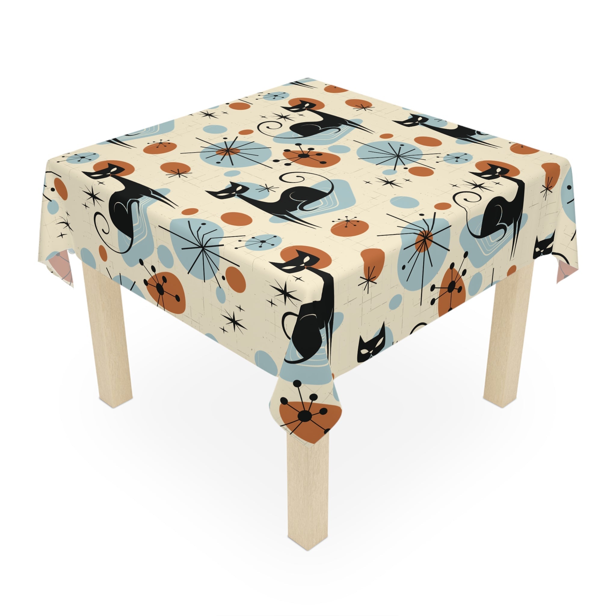 Kate McEnroe New York Retro Atomic Cat Tablecloth, Mid Century Modern Dining Table Cover, MCM Starburst Cozy Home Decor, MCM Starburst Vintage Kitchen DecorTablecloths27553182531063909558