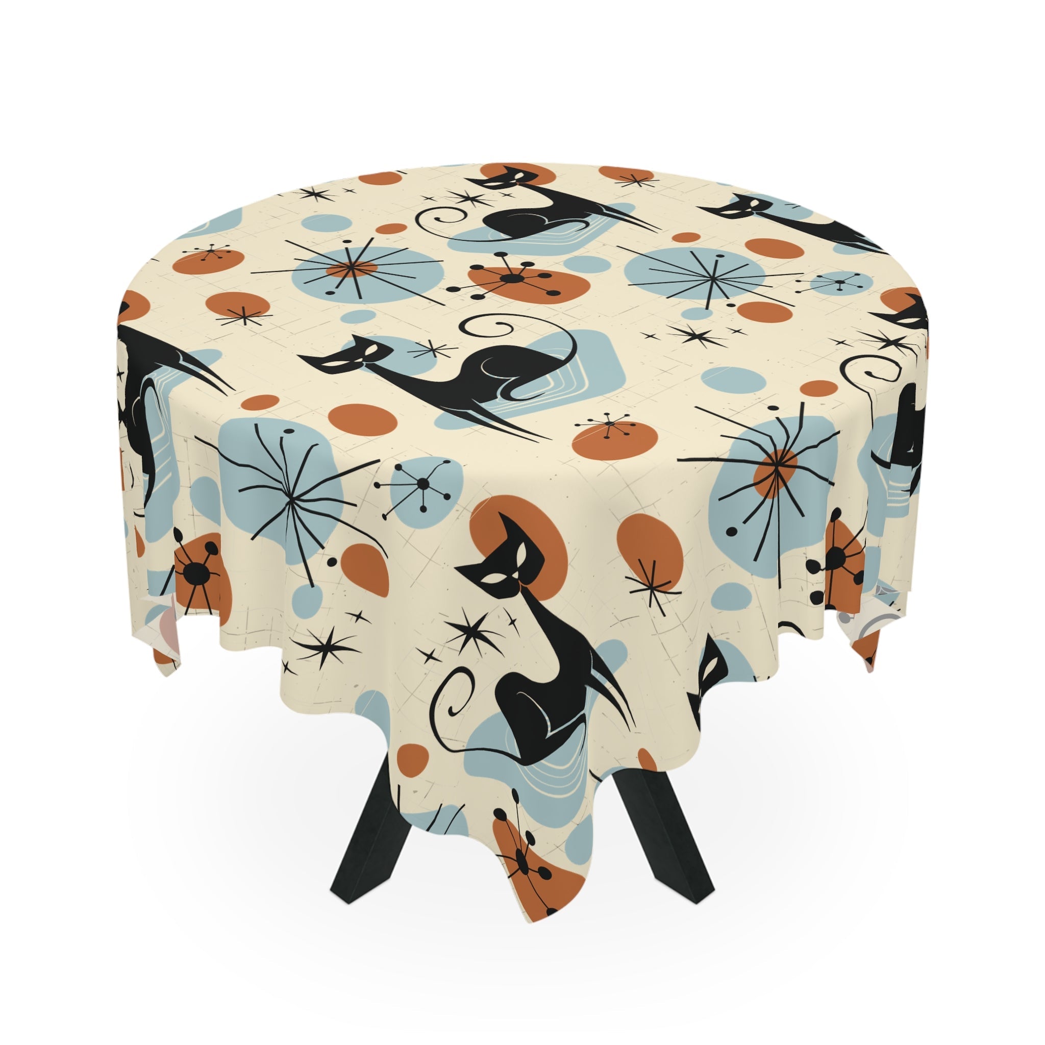 Kate McEnroe New York Retro Atomic Cat Tablecloth, Mid Century Modern Dining Table Cover, MCM Starburst Cozy Home Decor, MCM Starburst Vintage Kitchen DecorTablecloths27553182531063909558
