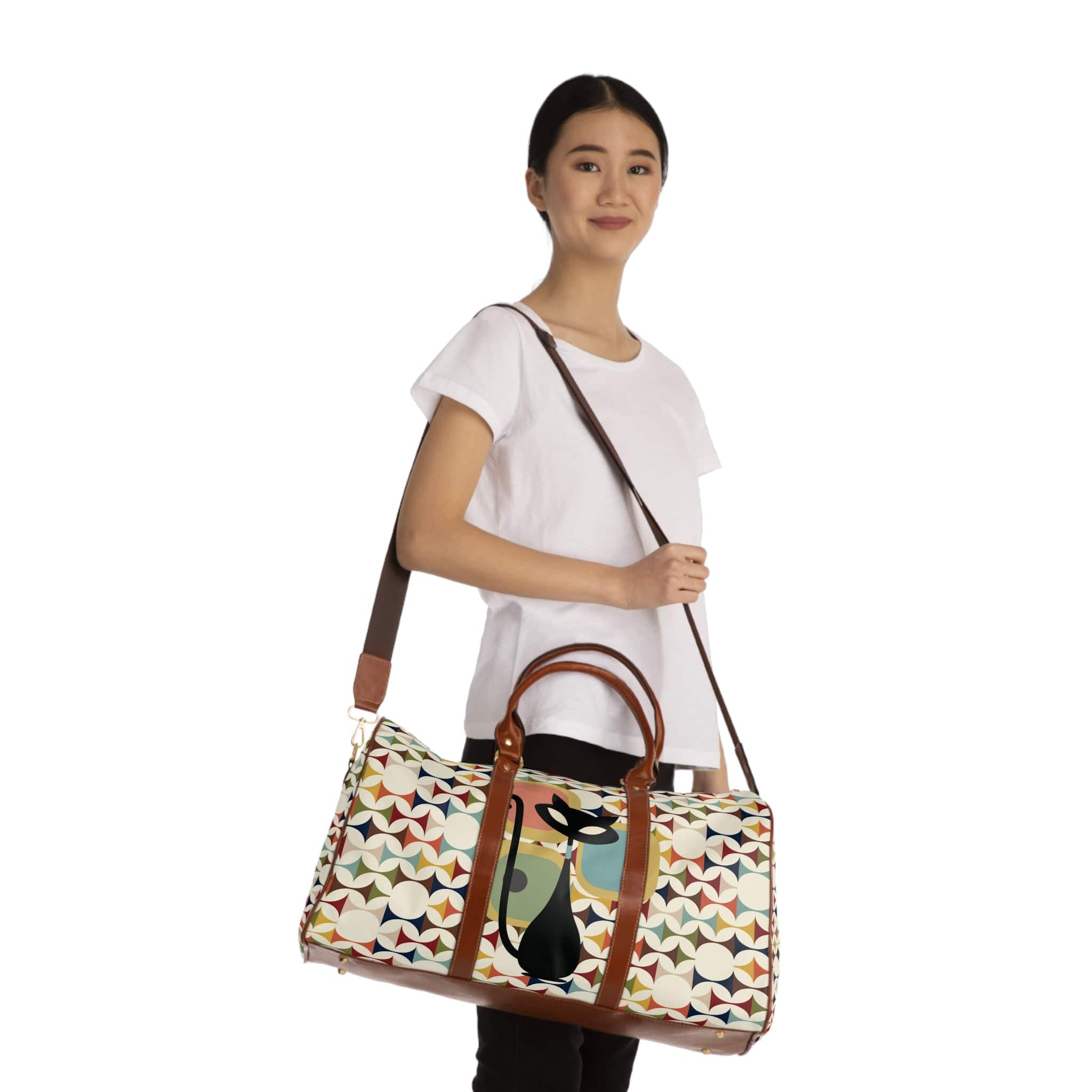 Kate McEnroe New York Retro Atomic Cat Travel Bag, Mid Century Modern Weekender, Vintage Style DuffelDuffel Bags92471035541594953769