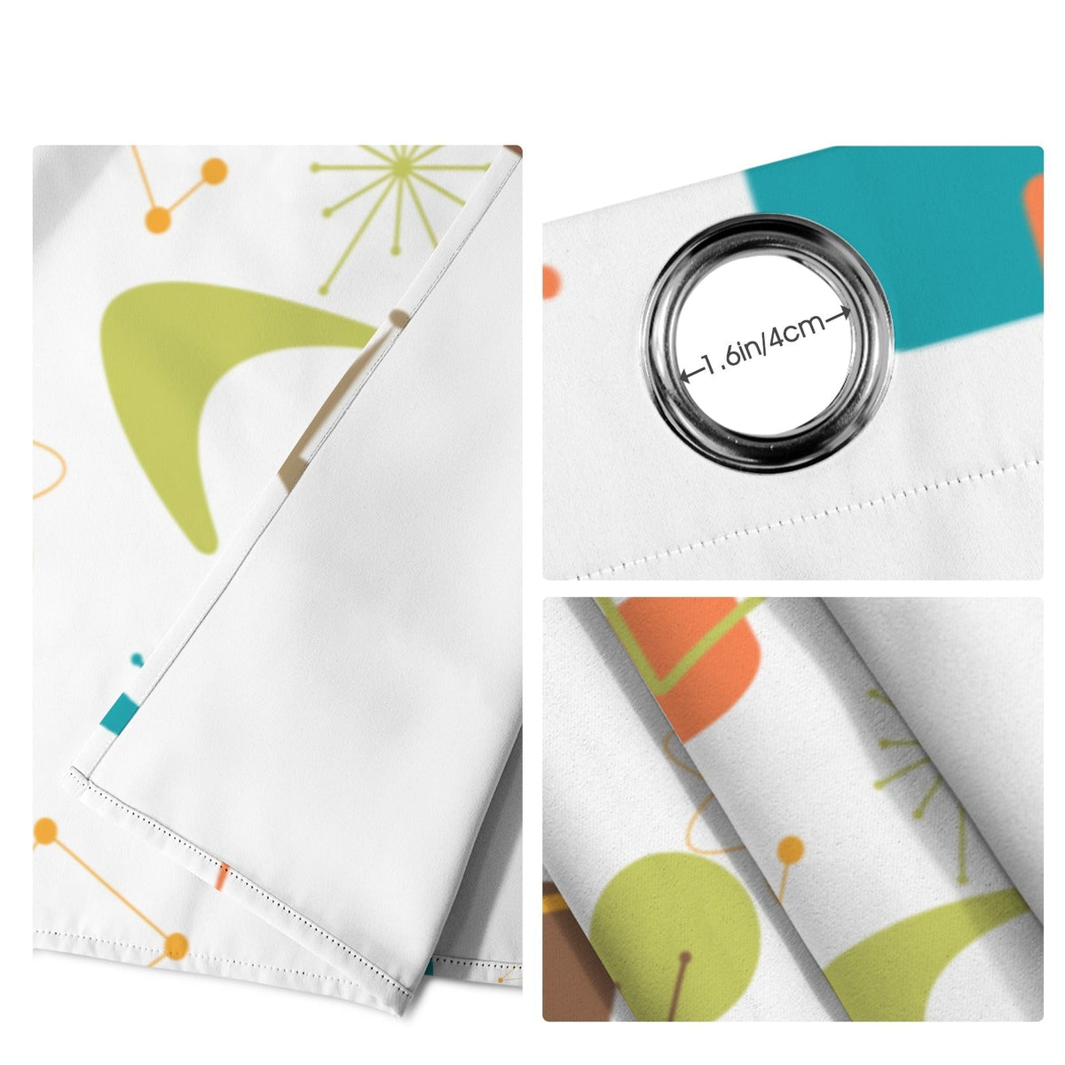 Kate McEnroe New York Retro Atomic Curtains, Mid Century Modern Boomerang Window DrapesWindow CurtainsD3370191