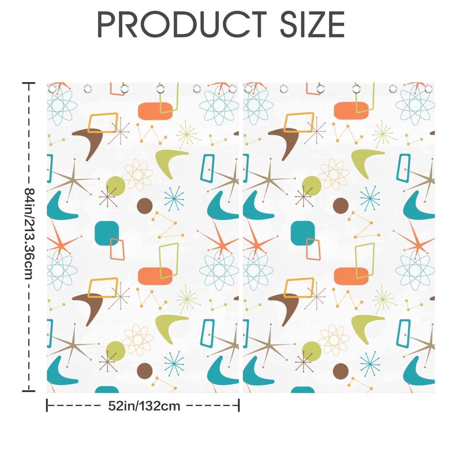 Kate McEnroe New York Retro Atomic Curtains, Mid Century Modern Boomerang Window DrapesWindow CurtainsD3370191
