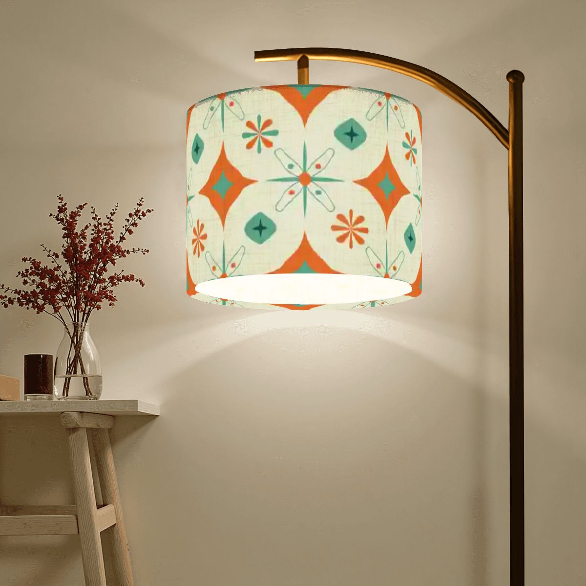 Kate McEnroe New York Retro Atomic Diamond Starburst Orange Teal Arc Floor LampArc Floor Lampsear9BtdswO