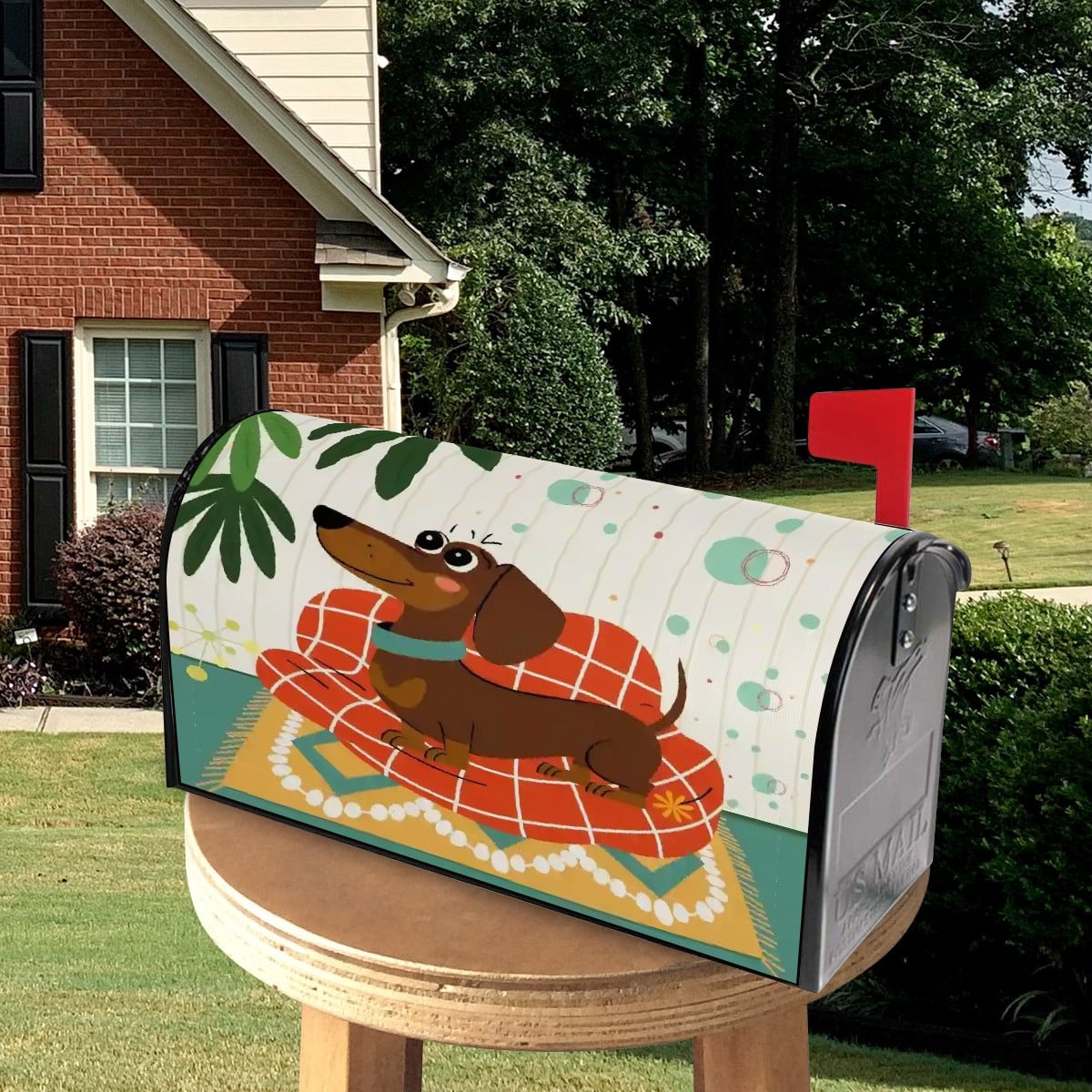 Kate McEnroe New York Retro Atomic Doxie Dog Mid Century Modern Dachshund Magnetic Mailbox CoverMailbox CoversjXsPwPkjCR