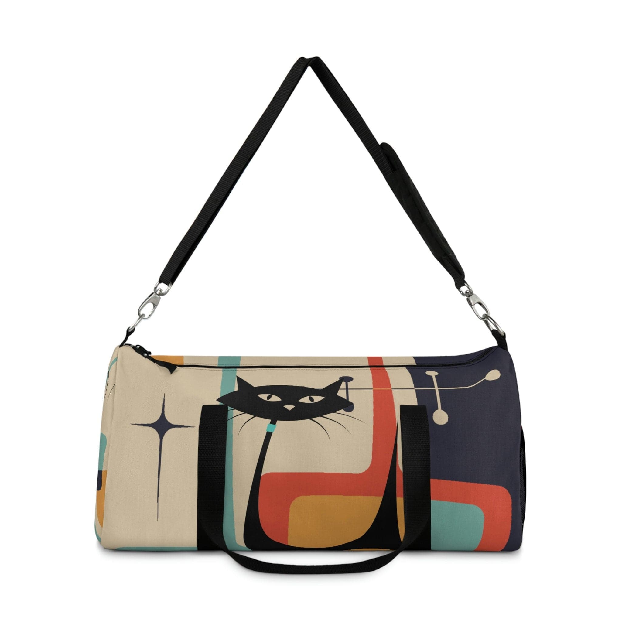 Kate McEnroe New York Retro Atomic Kitschy Cat Duffel Bag, Mid Century Modern Workout, Gym, Yoga Gear for Fitness Enthusiasts, Versatile Storage, Travel AdventureDuffel Bags41605741906147508582