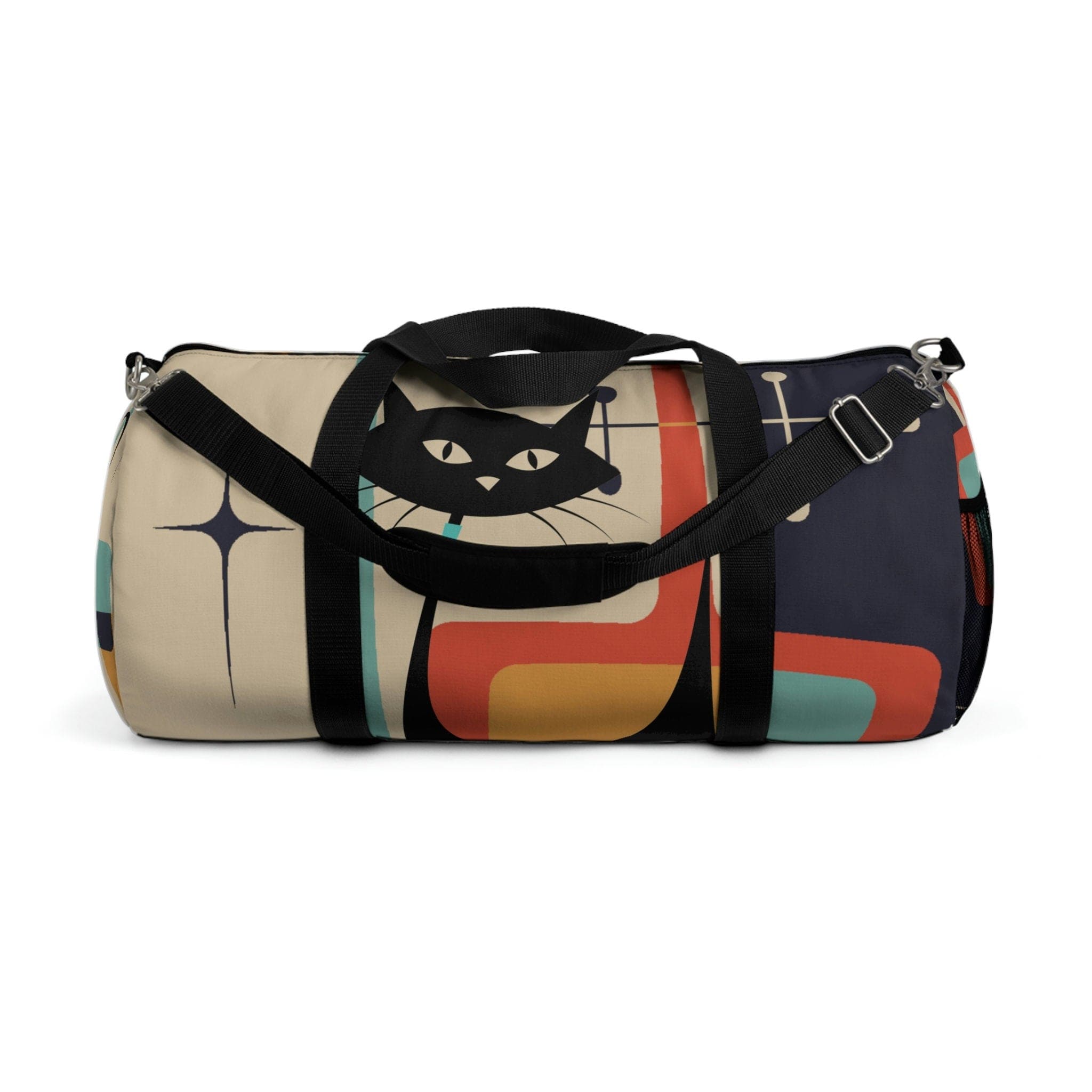 Kate McEnroe New York Retro Atomic Kitschy Cat Duffel Bag, Mid Century Modern Workout, Gym, Yoga Gear for Fitness Enthusiasts, Versatile Storage, Travel AdventureDuffel Bags41605741906147508582