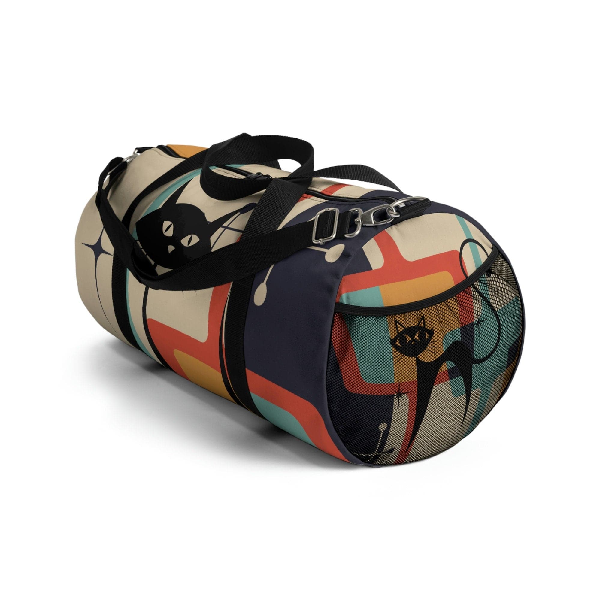 Kate McEnroe New York Retro Atomic Kitschy Cat Duffel Bag, Mid Century Modern Workout, Gym, Yoga Gear for Fitness Enthusiasts, Versatile Storage, Travel AdventureDuffel Bags41605741906147508582