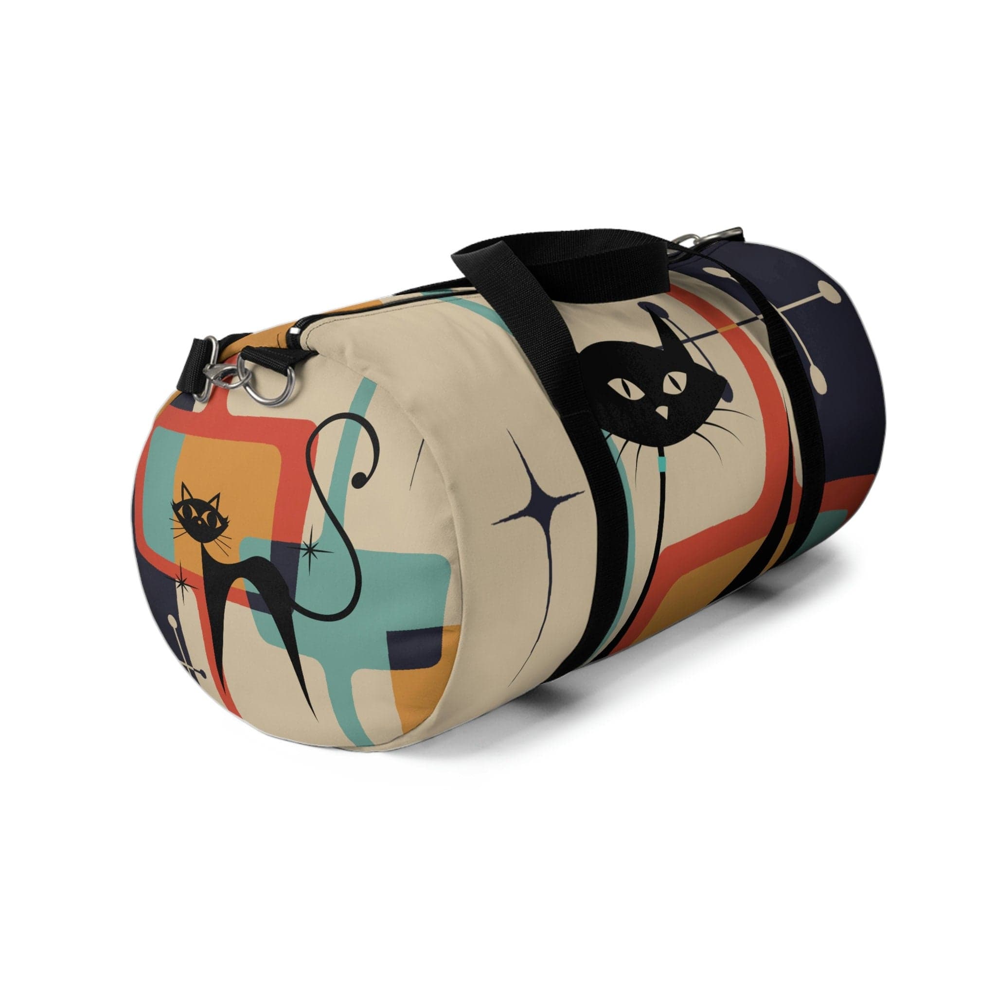 Kate McEnroe New York Retro Atomic Kitschy Cat Duffel Bag, Mid Century Modern Workout, Gym, Yoga Gear for Fitness Enthusiasts, Versatile Storage, Travel AdventureDuffel Bags41605741906147508582