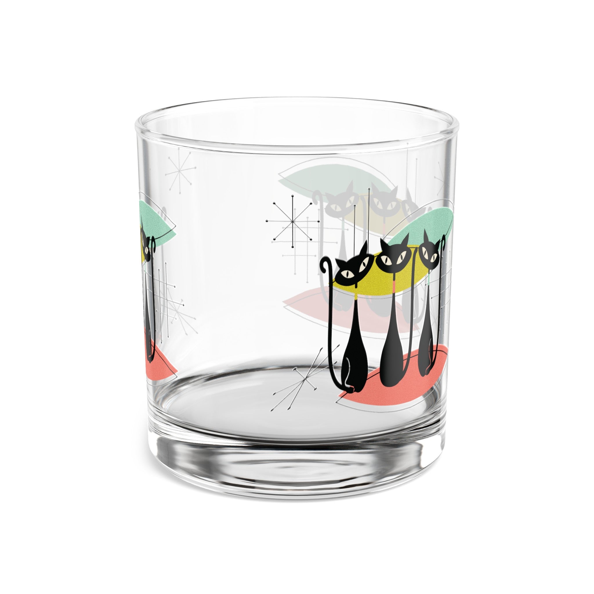 Kate McEnroe New York Retro Atomic Kitschy Cat Rocks Glass, MCM Glassware Gifts, Starburst Party Drinkware, Mid Century Modern Mixology, Atomic Era Cocktail GlassCocktail Glasses30620500494566892343