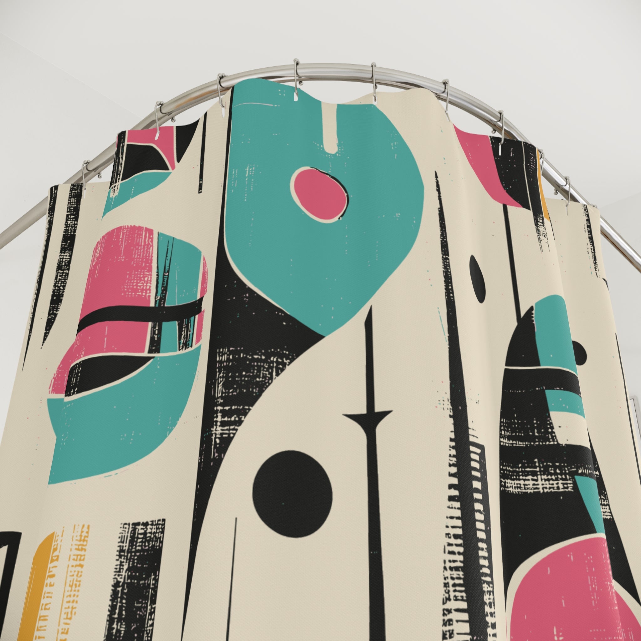 Kate McEnroe New York Retro Atomic Mid Century Modern Abstract Shower Curtain, Teal Pink Geometric 50s Bathroom Art, Vintage Style Home DecorShower Curtains29958799416143573851