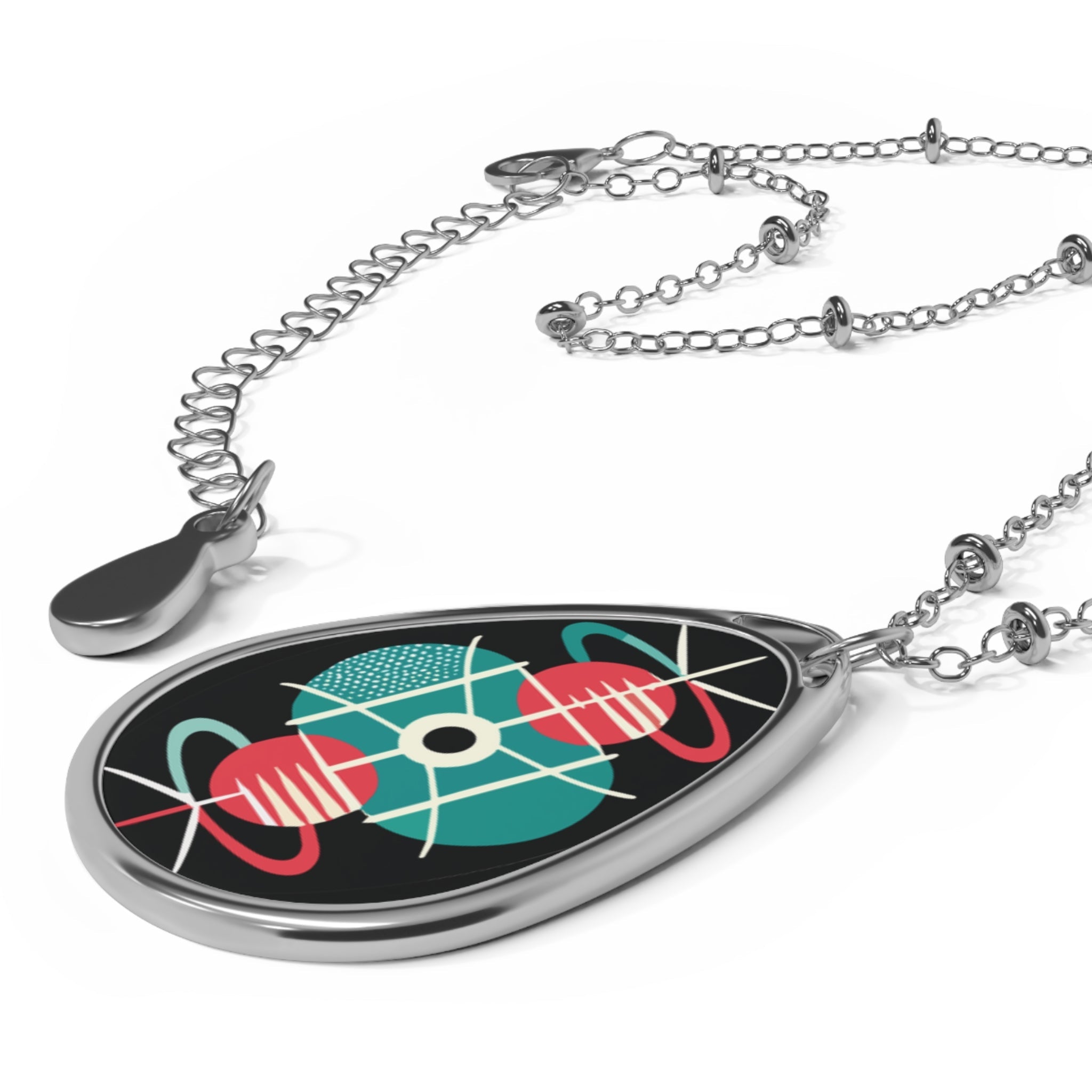 Kate McEnroe New York Retro Atomic Mid Century Modern Teardrop Necklace, Space Age Geometric Pendant, 50s Mod JewelryNecklaces13146795218786007474