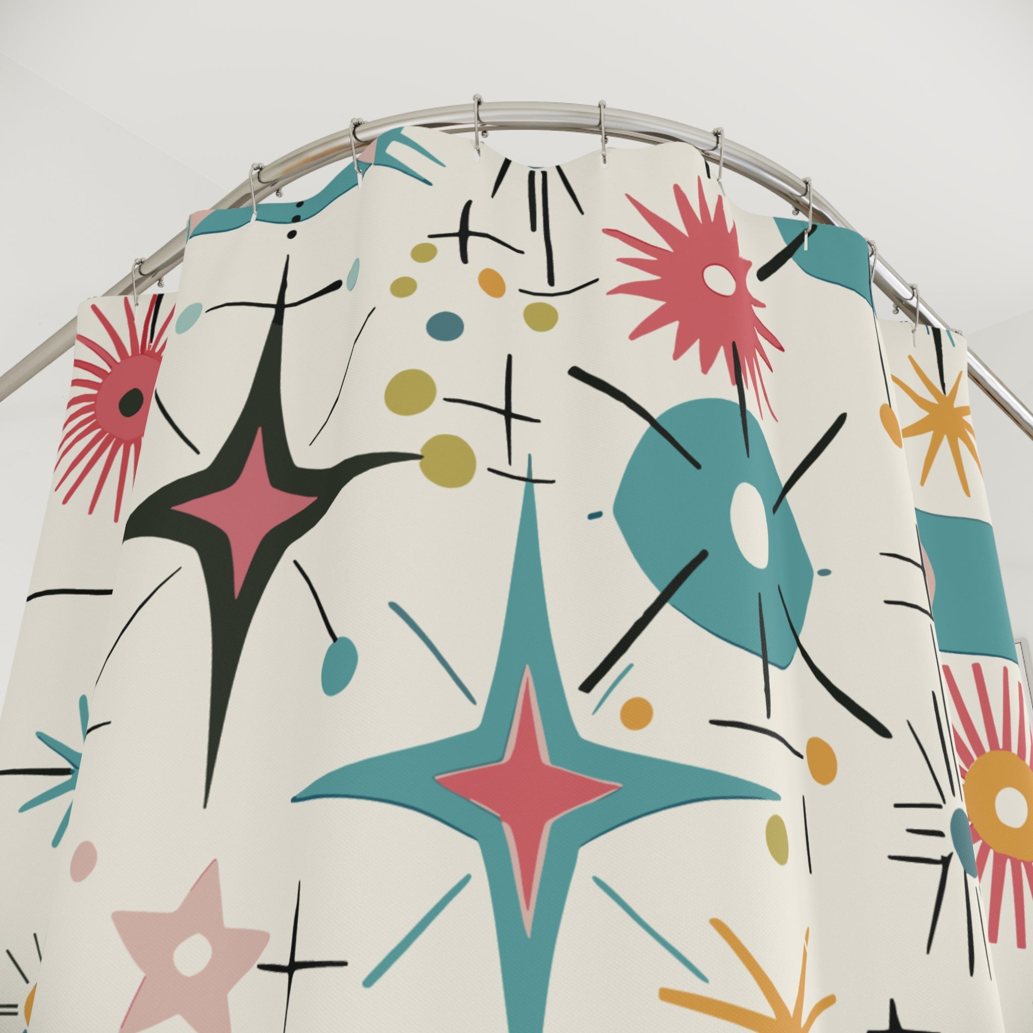 Kate McEnroe New York Retro Atomic Starburst Shower Curtain Mid Century Modern Bathroom DecorShower Curtains25623870273324978172