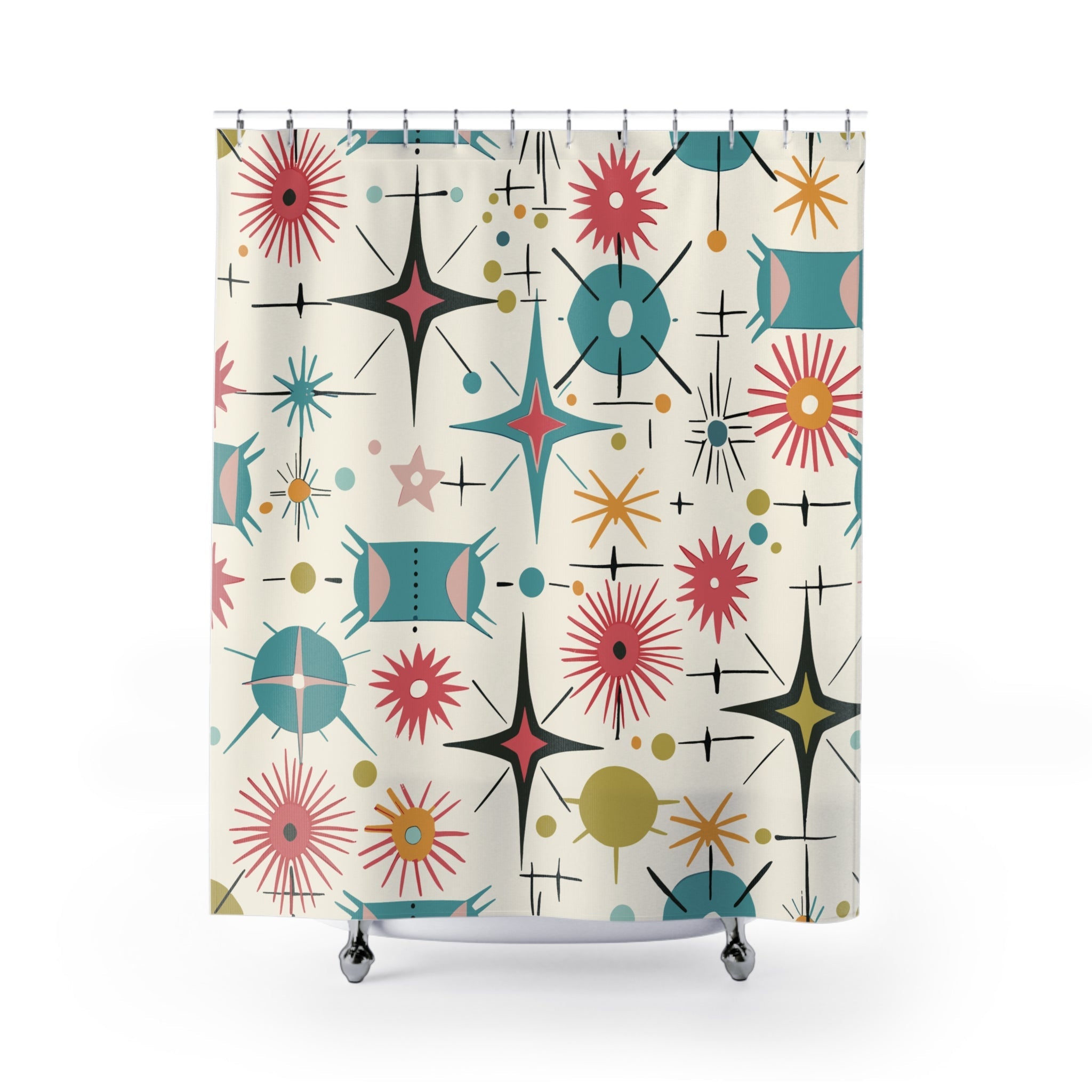 Kate McEnroe New York Retro Atomic Starburst Shower Curtain Mid Century Modern Bathroom DecorShower Curtains25623870273324978172