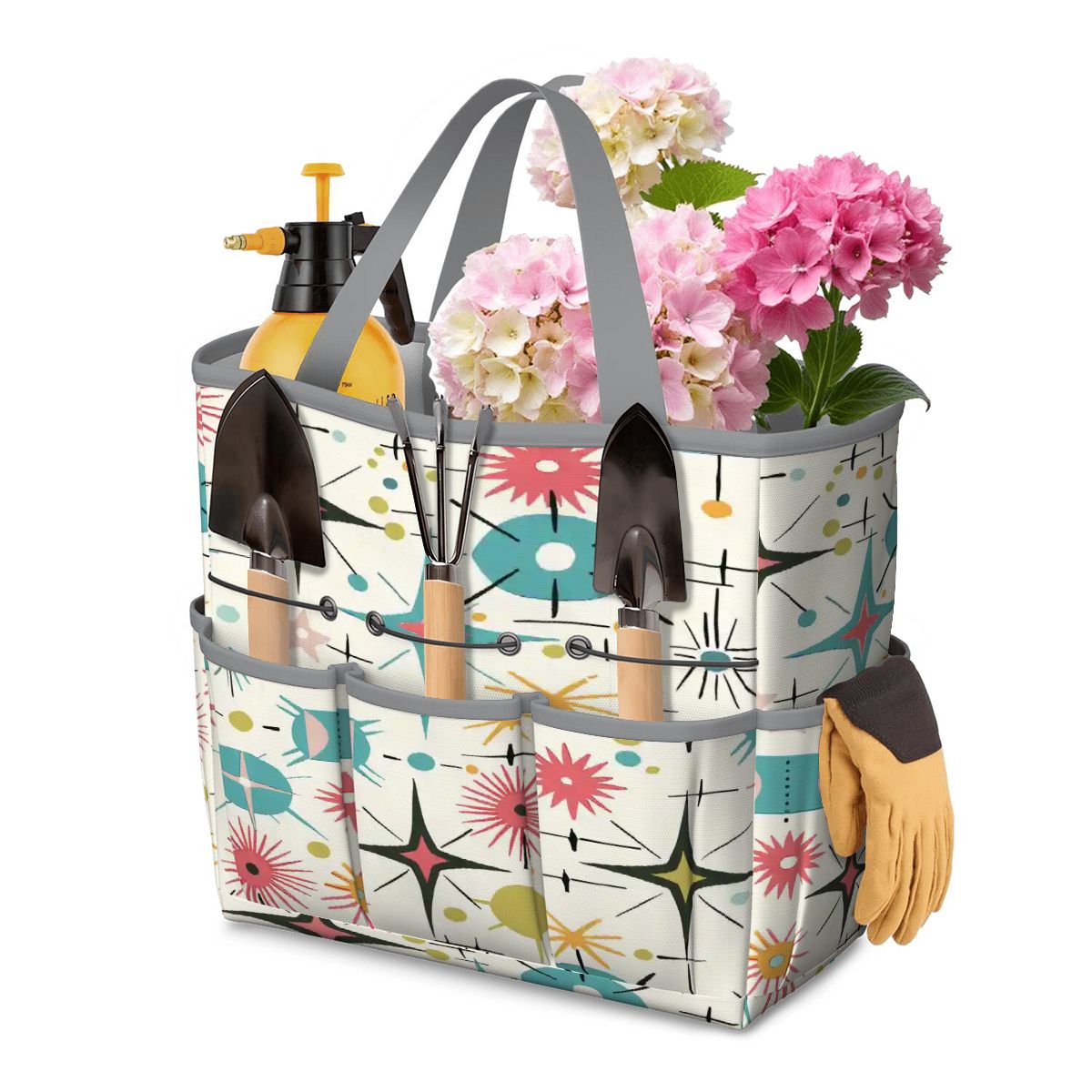 Kate McEnroe New York Retro Atomic Starburst Sputnik Mid Century Modern Garden Tool BagGarden Tool Bagk0u42QugWP