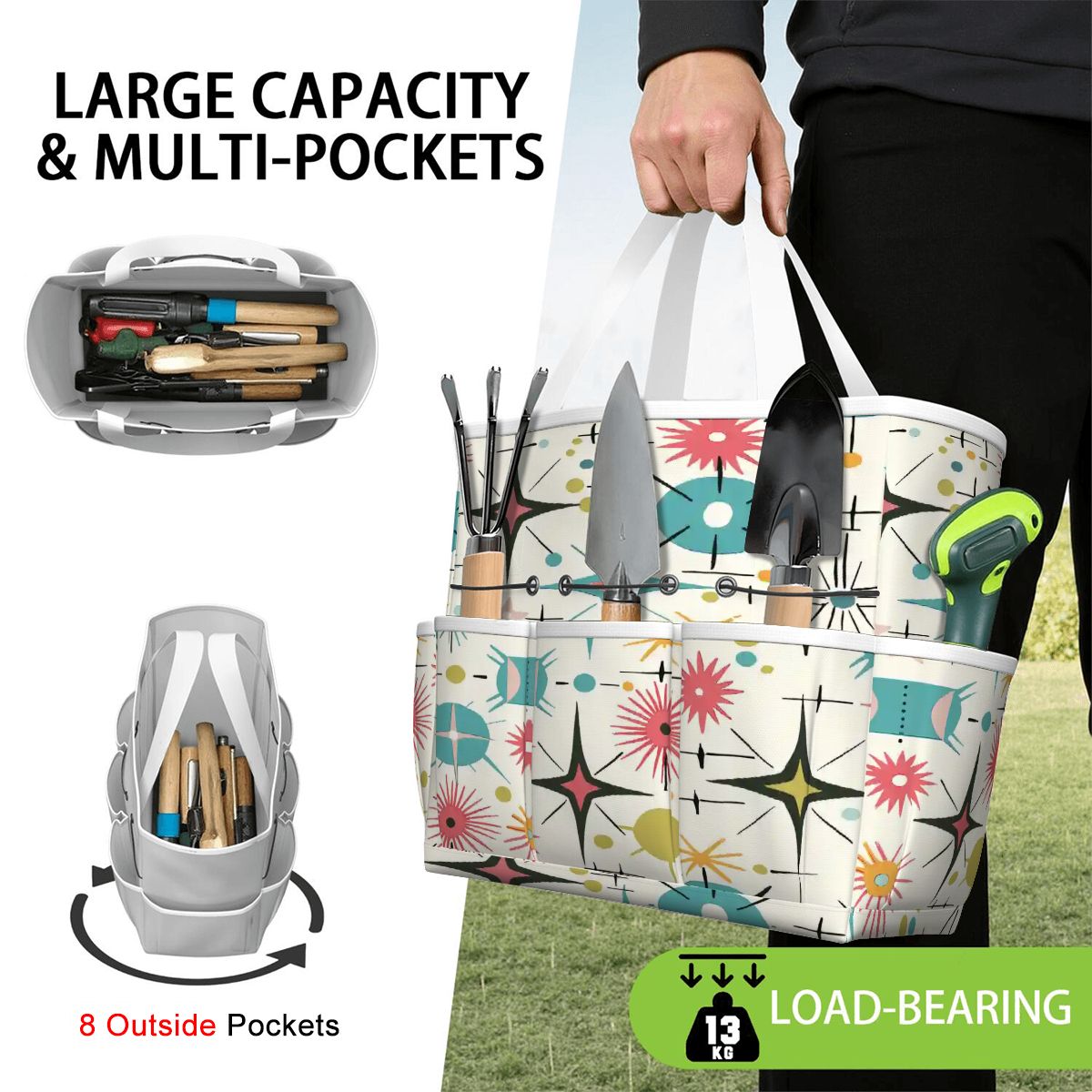 Kate McEnroe New York Retro Atomic Starburst Sputnik Mid Century Modern Garden Tool BagGarden Tool BagL1FvUyFuNf