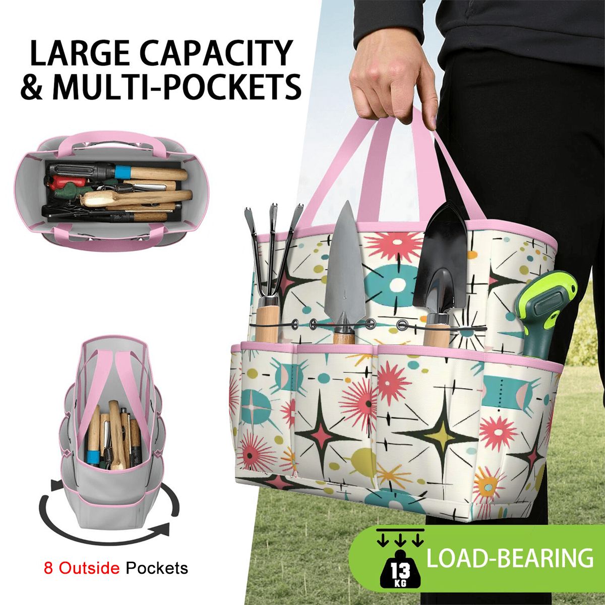 Kate McEnroe New York Retro Atomic Starburst Sputnik Mid Century Modern Garden Tool BagGarden Tool BagL1FvUyFuNf