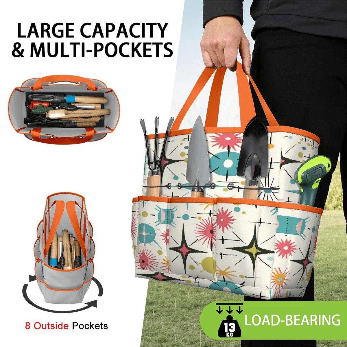 Kate McEnroe New York Retro Atomic Starburst Sputnik Mid Century Modern Garden Tool BagGarden Tool BagL1FvUyFuNf