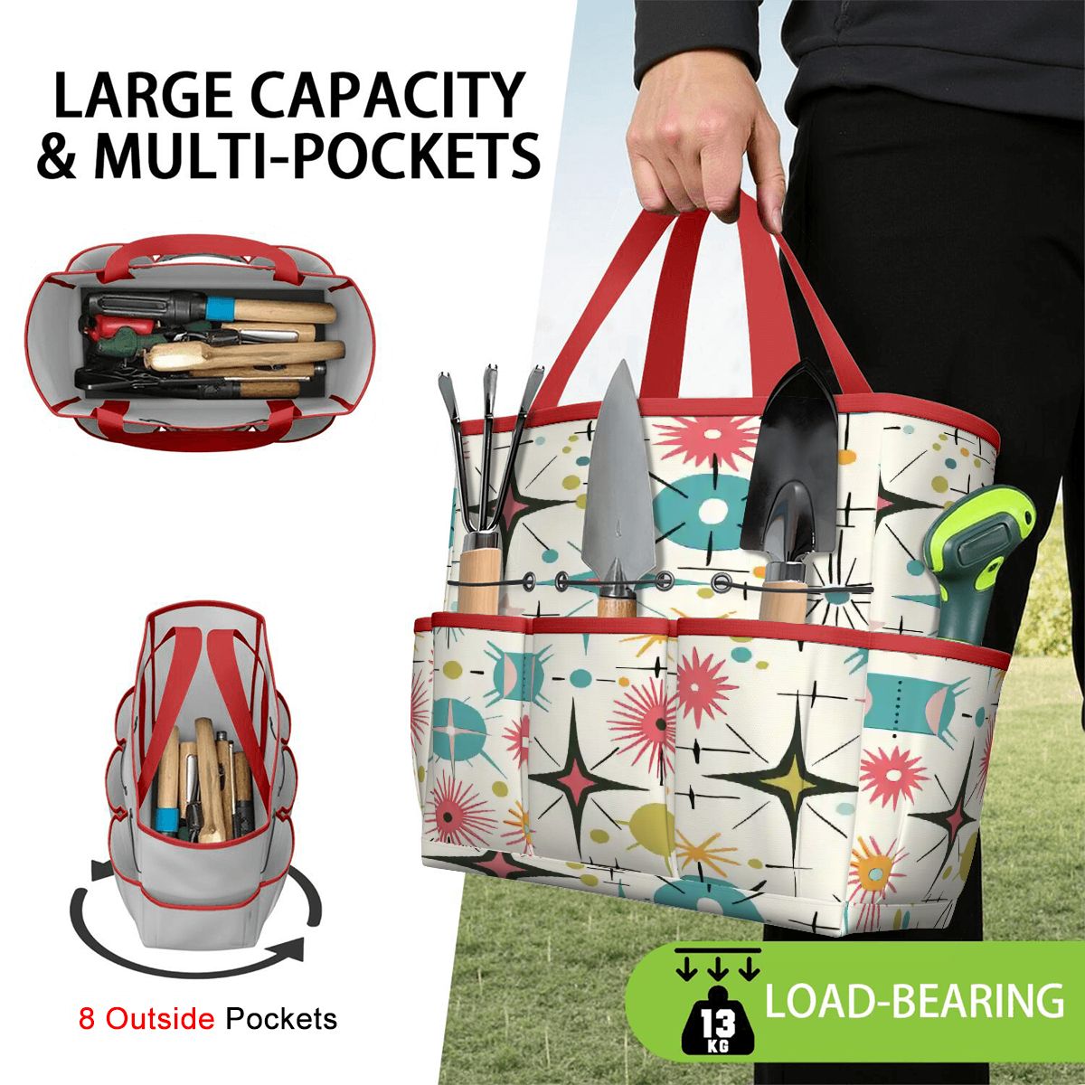 Kate McEnroe New York Retro Atomic Starburst Sputnik Mid Century Modern Garden Tool BagGarden Tool BagL1FvUyFuNf
