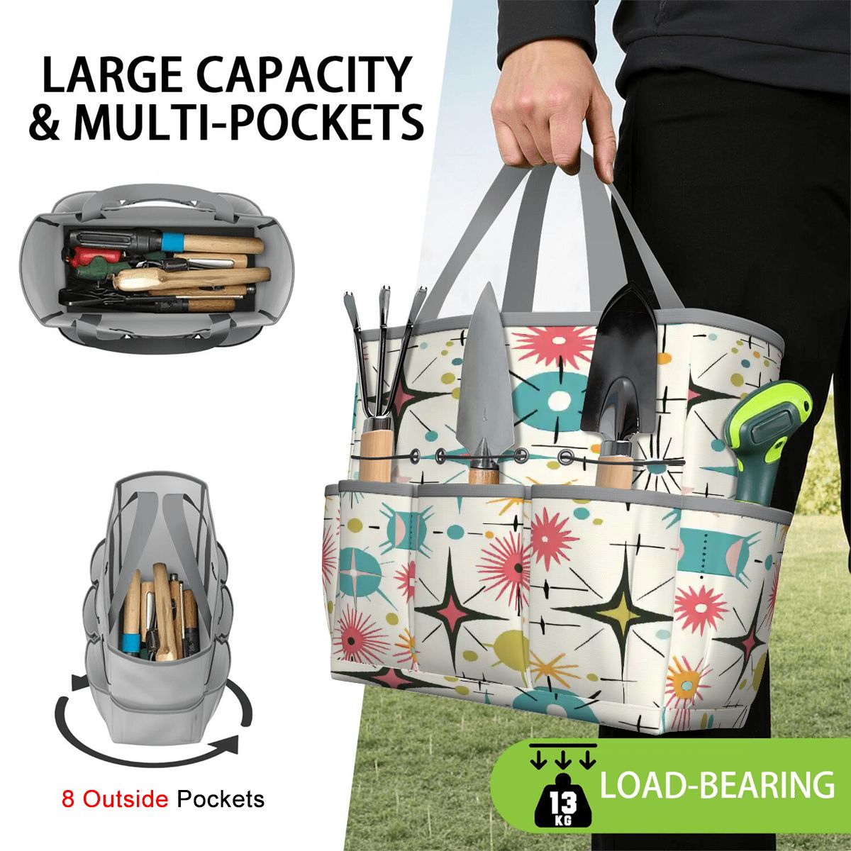 Kate McEnroe New York Retro Atomic Starburst Sputnik Mid Century Modern Garden Tool BagGarden Tool BagL1FvUyFuNf