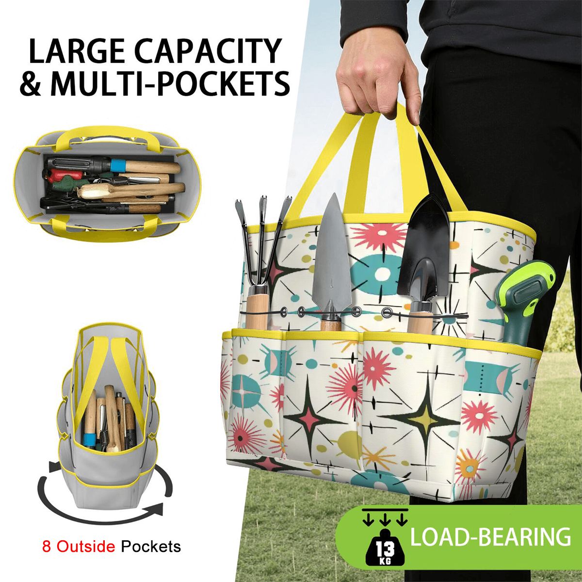 Kate McEnroe New York Retro Atomic Starburst Sputnik Mid Century Modern Garden Tool BagGarden Tool BagL1FvUyFuNf