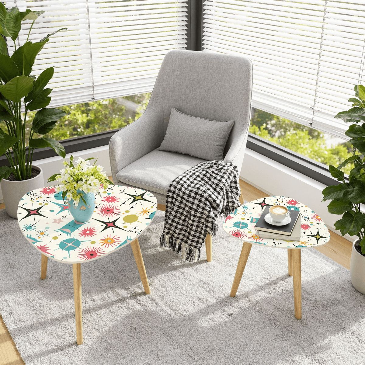 Kate McEnroe New York Retro Atomic Starburst Sputnik Mid Century Modern Nesting TablesNesting TablesjzNx18NWa6