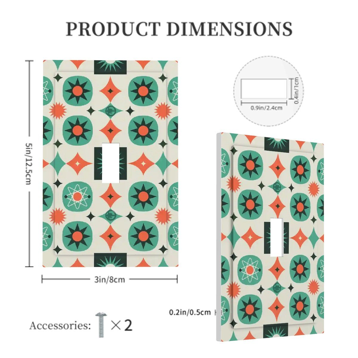 Kate McEnroe New York Retro Atomic Starburst Switch Plate, Mid Century Modern Teal OrangeSwitch PlatesXzKQHWacPm