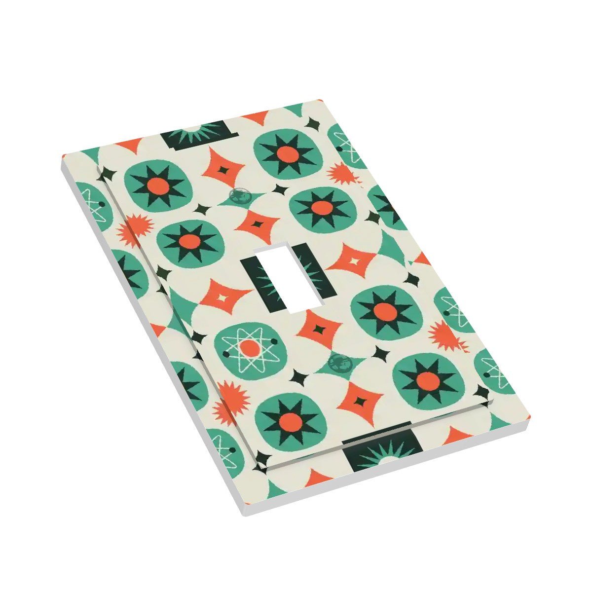 Kate McEnroe New York Retro Atomic Starburst Switch Plate, Mid Century Modern Teal OrangeSwitch PlatesXzKQHWacPm