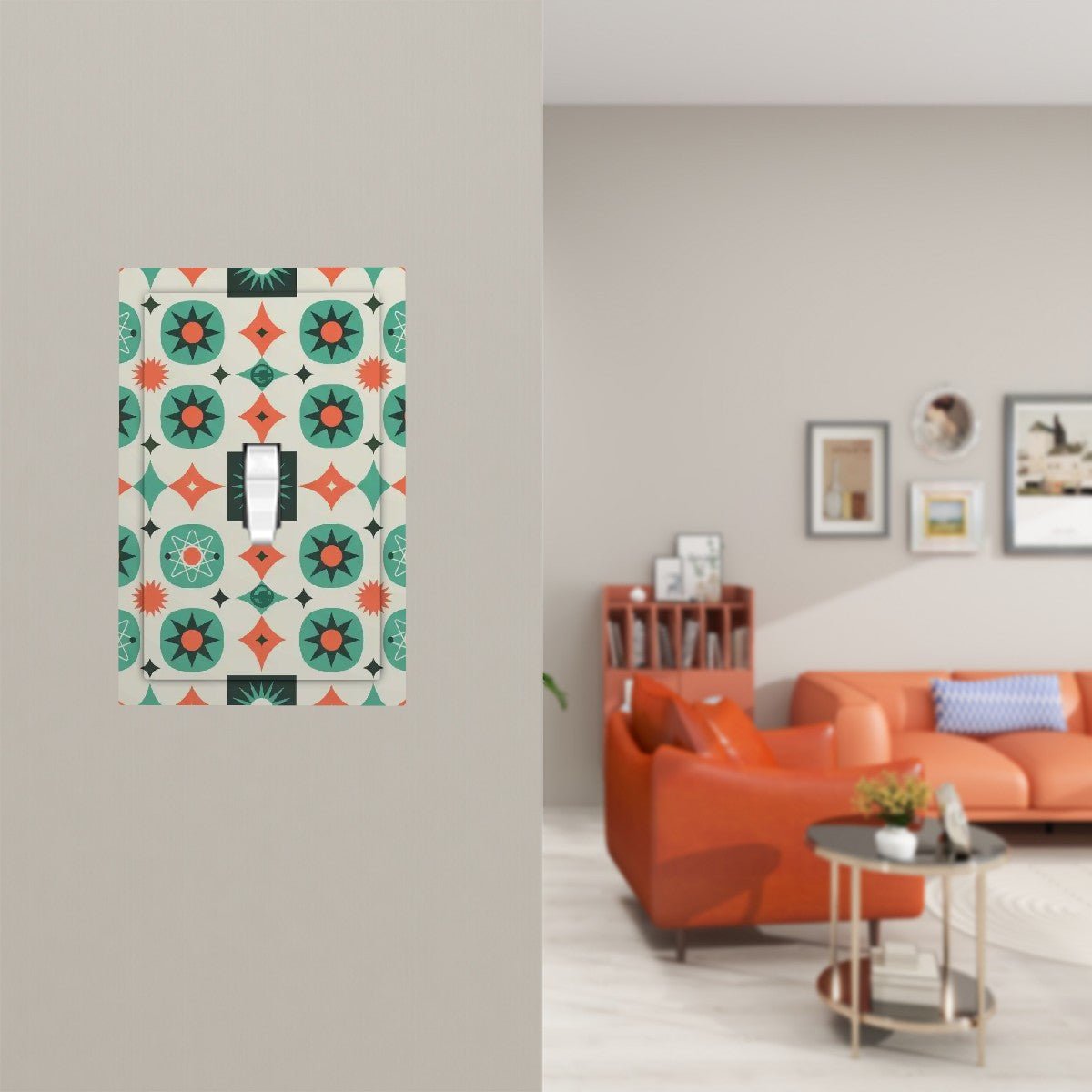 Kate McEnroe New York Retro Atomic Starburst Switch Plate, Mid Century Modern Teal OrangeSwitch PlatesXzKQHWacPm