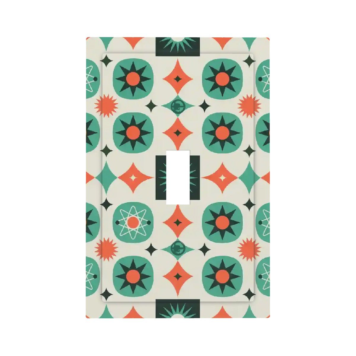 Kate McEnroe New York Retro Atomic Starburst Switch Plate, Mid Century Modern Teal OrangeSwitch PlatesXzKQHWacPm