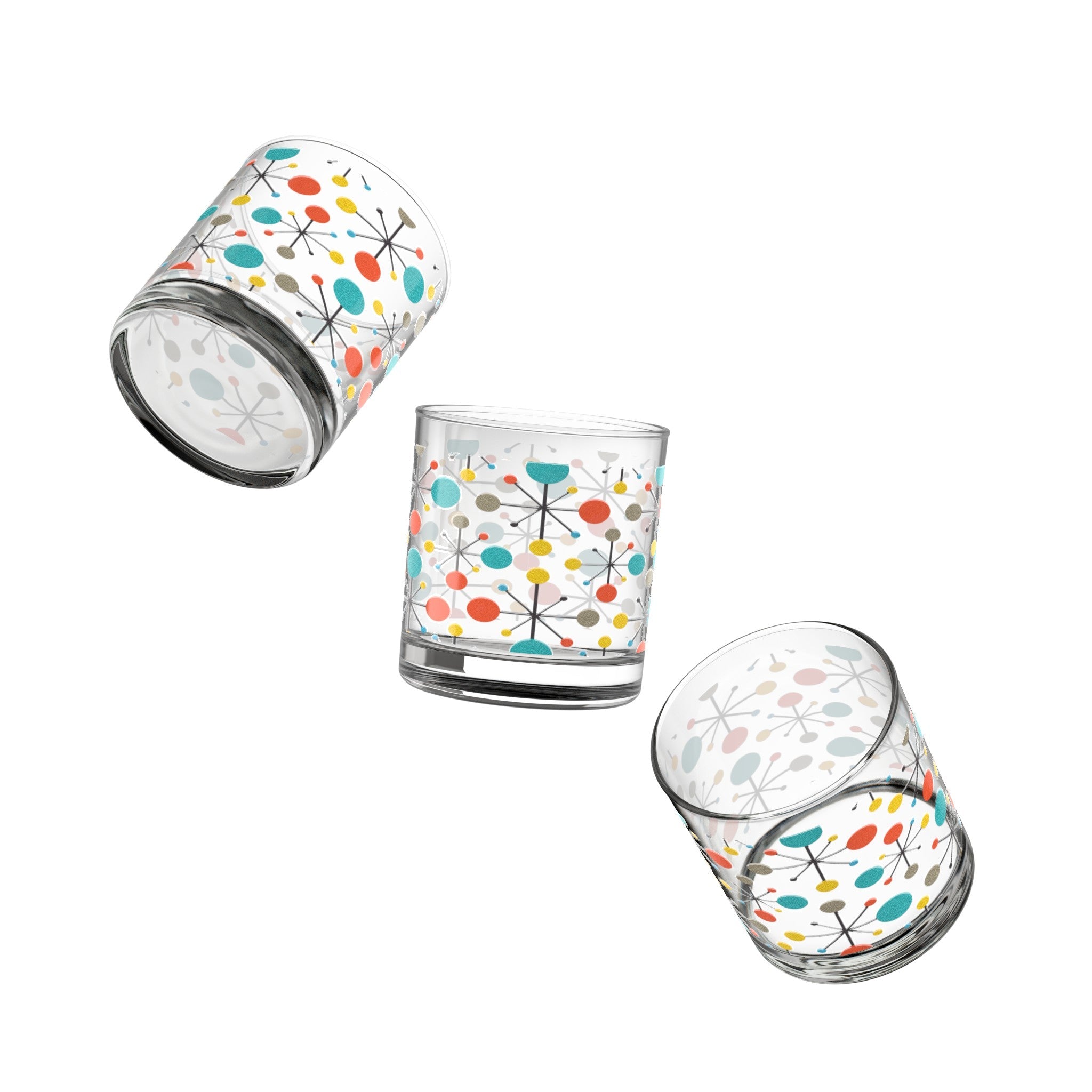 Kate McEnroe New York Retro Atomic Starburst Whiskey Glass, Mid Century Modern Old Fashioned Lowball, 10oz Rocks Glass, MCM BarwareCocktail Glasses12894316790921976461