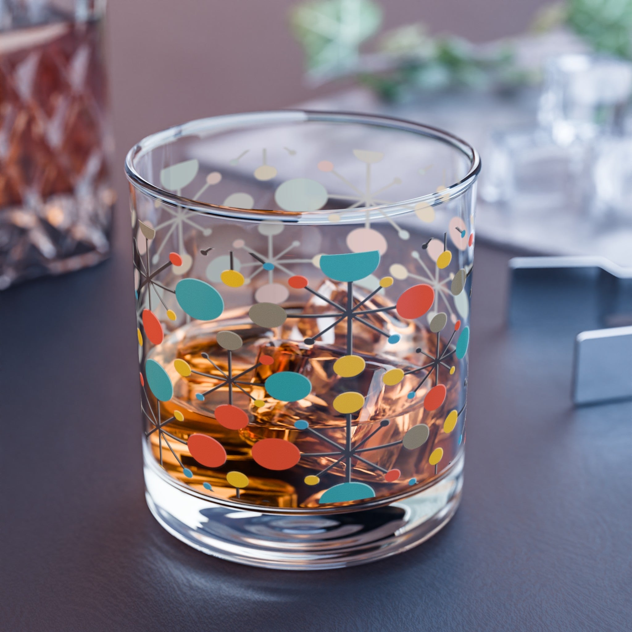 Kate McEnroe New York Retro Atomic Starburst Whiskey Glass, Mid Century Modern Old Fashioned Lowball, 10oz Rocks Glass, MCM BarwareCocktail Glasses12894316790921976461
