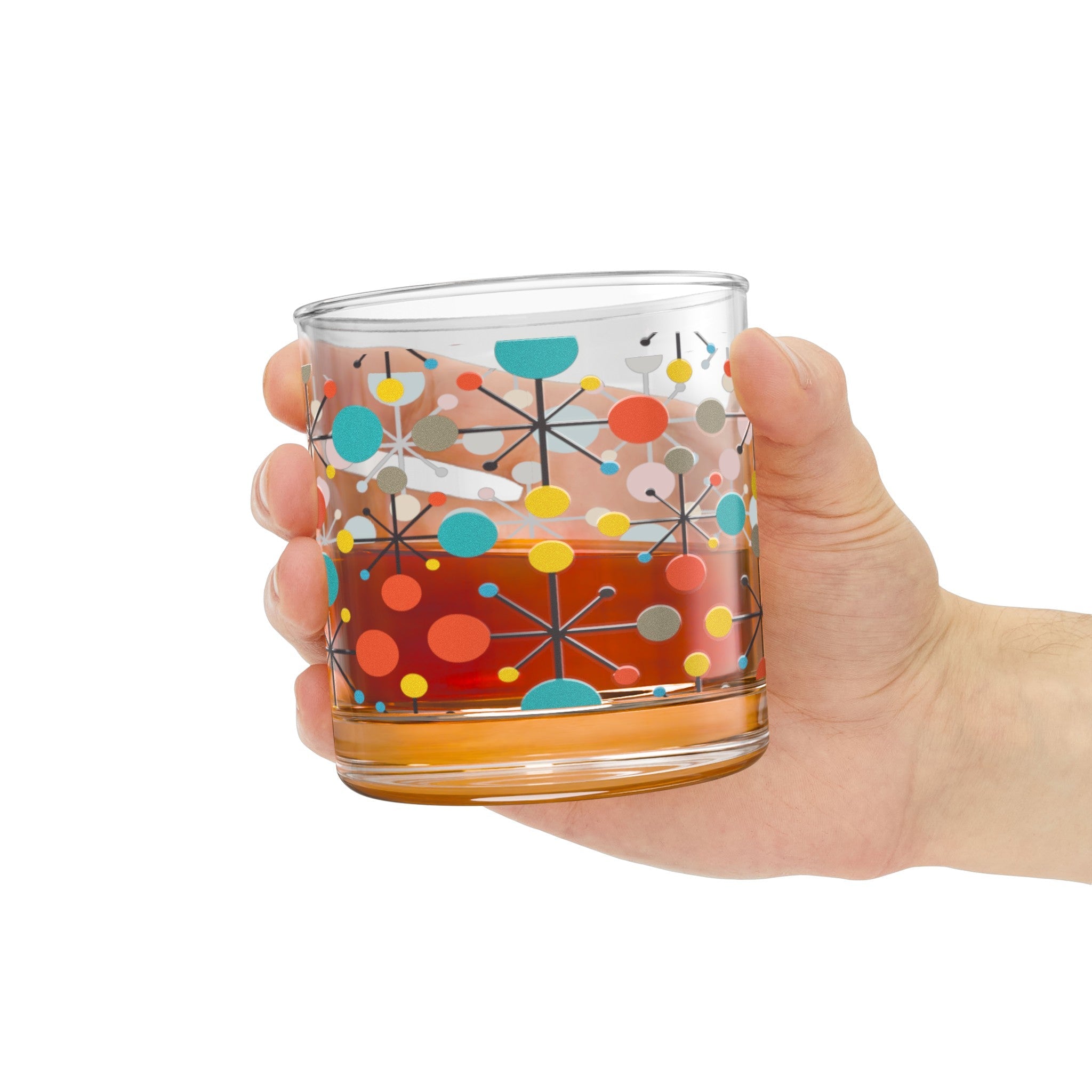 Kate McEnroe New York Retro Atomic Starburst Whiskey Glass, Mid Century Modern Old Fashioned Lowball, 10oz Rocks Glass, MCM BarwareCocktail Glasses12894316790921976461