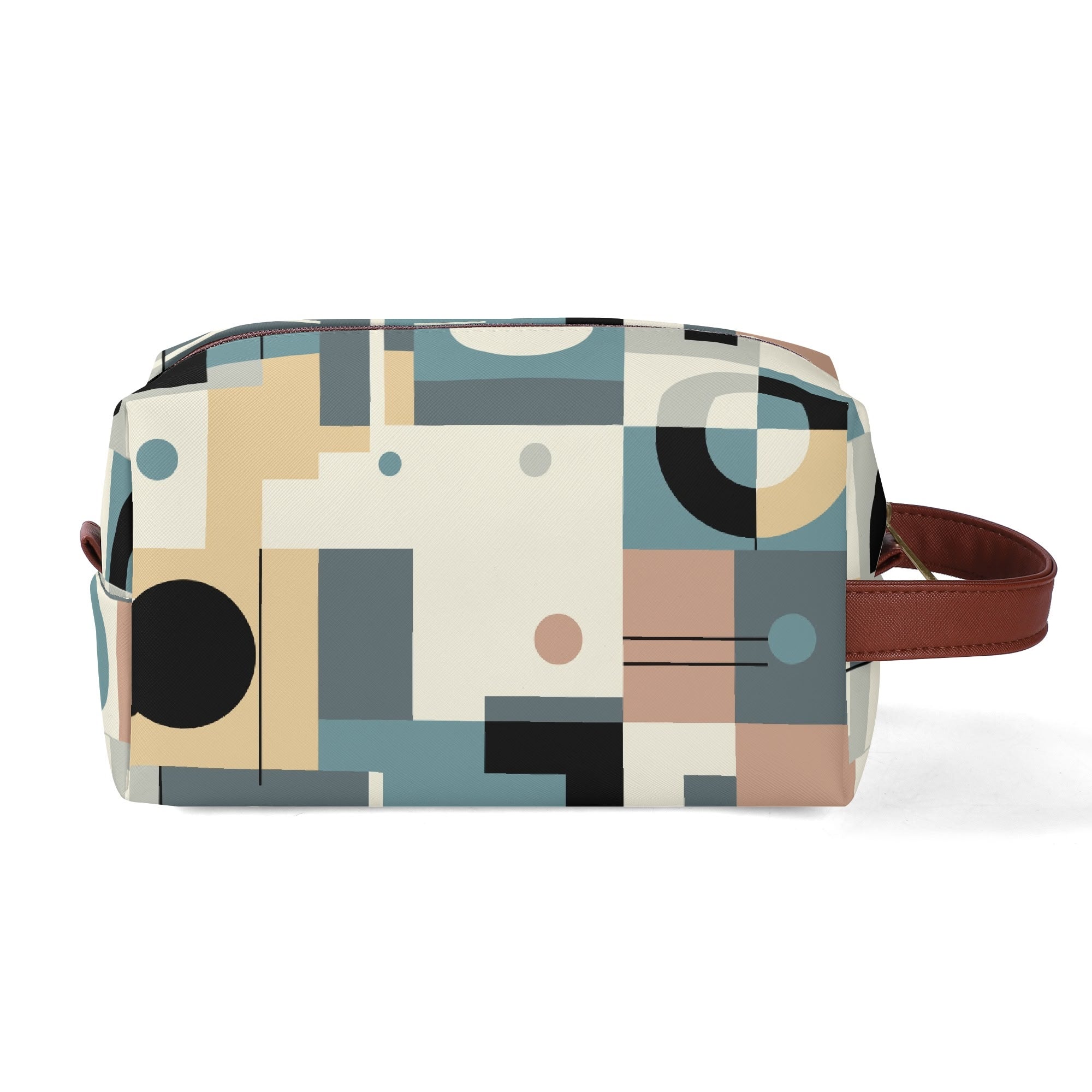 Kate McEnroe New York Retro Bauhaus Geometric Toiletry Bag, Mid Century Modern Mod Dopp Kit, 50s Abstract Travel OrganizerCosmetic & Toiletry BagsWLXV5XXW - 1