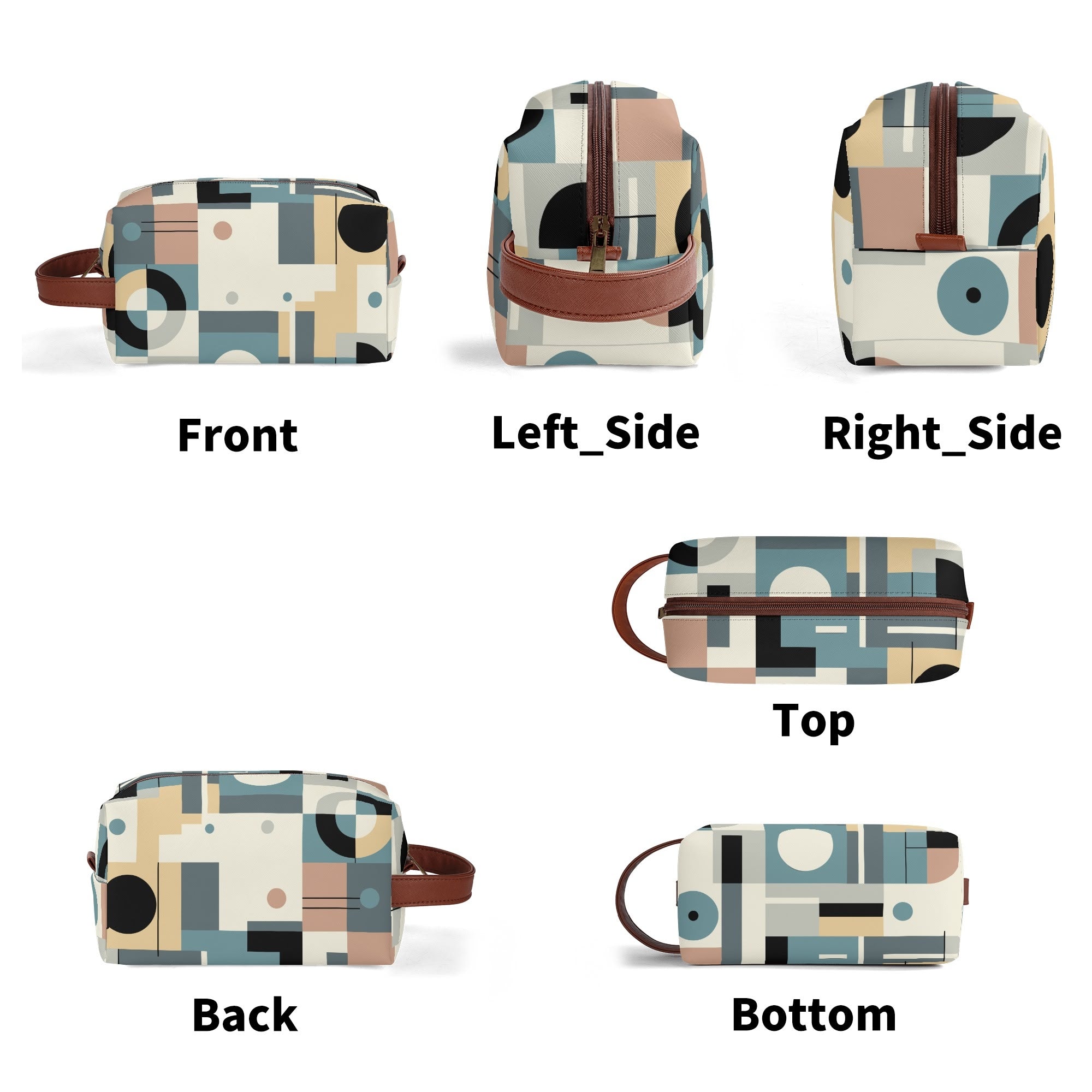 Kate McEnroe New York Retro Bauhaus Geometric Toiletry Bag, Mid Century Modern Mod Dopp Kit, 50s Abstract Travel OrganizerCosmetic & Toiletry BagsWLXV5XXW - 1