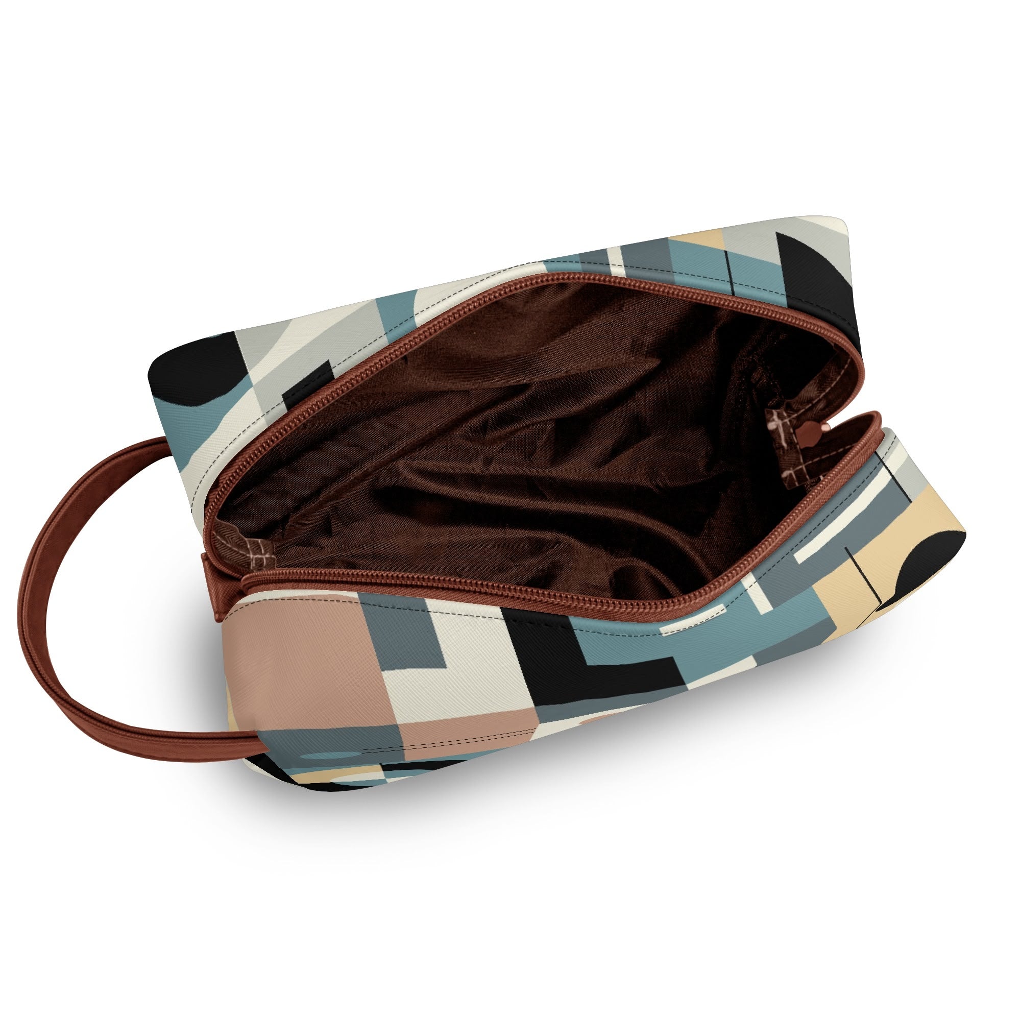 Kate McEnroe New York Retro Bauhaus Geometric Toiletry Bag, Mid Century Modern Mod Dopp Kit, 50s Abstract Travel OrganizerCosmetic & Toiletry BagsWLXV5XXW - 1