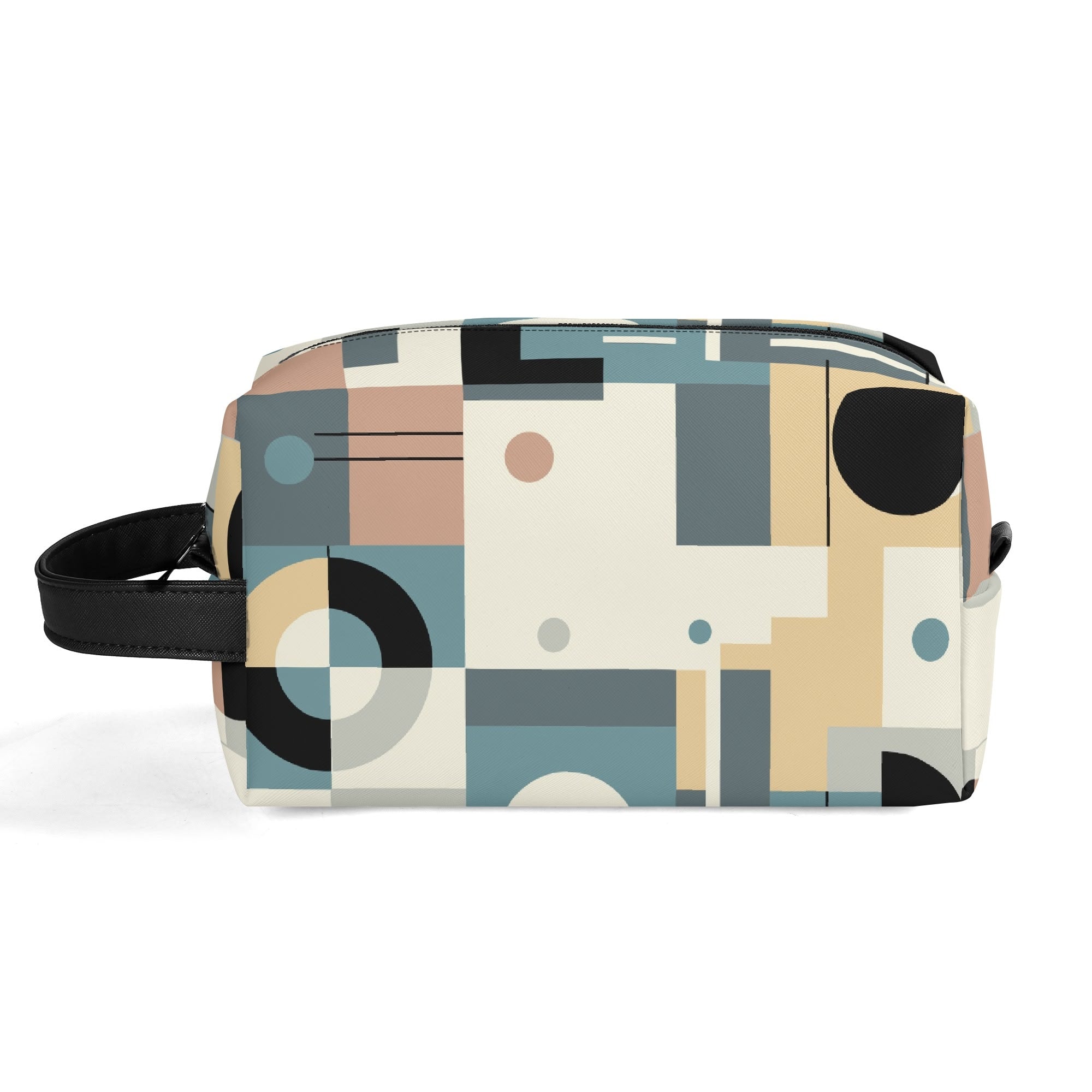Kate McEnroe New York Retro Bauhaus Geometric Toiletry Bag, Mid Century Modern Mod Dopp Kit, 50s Abstract Travel OrganizerCosmetic & Toiletry BagsWLXV5XXW - 2