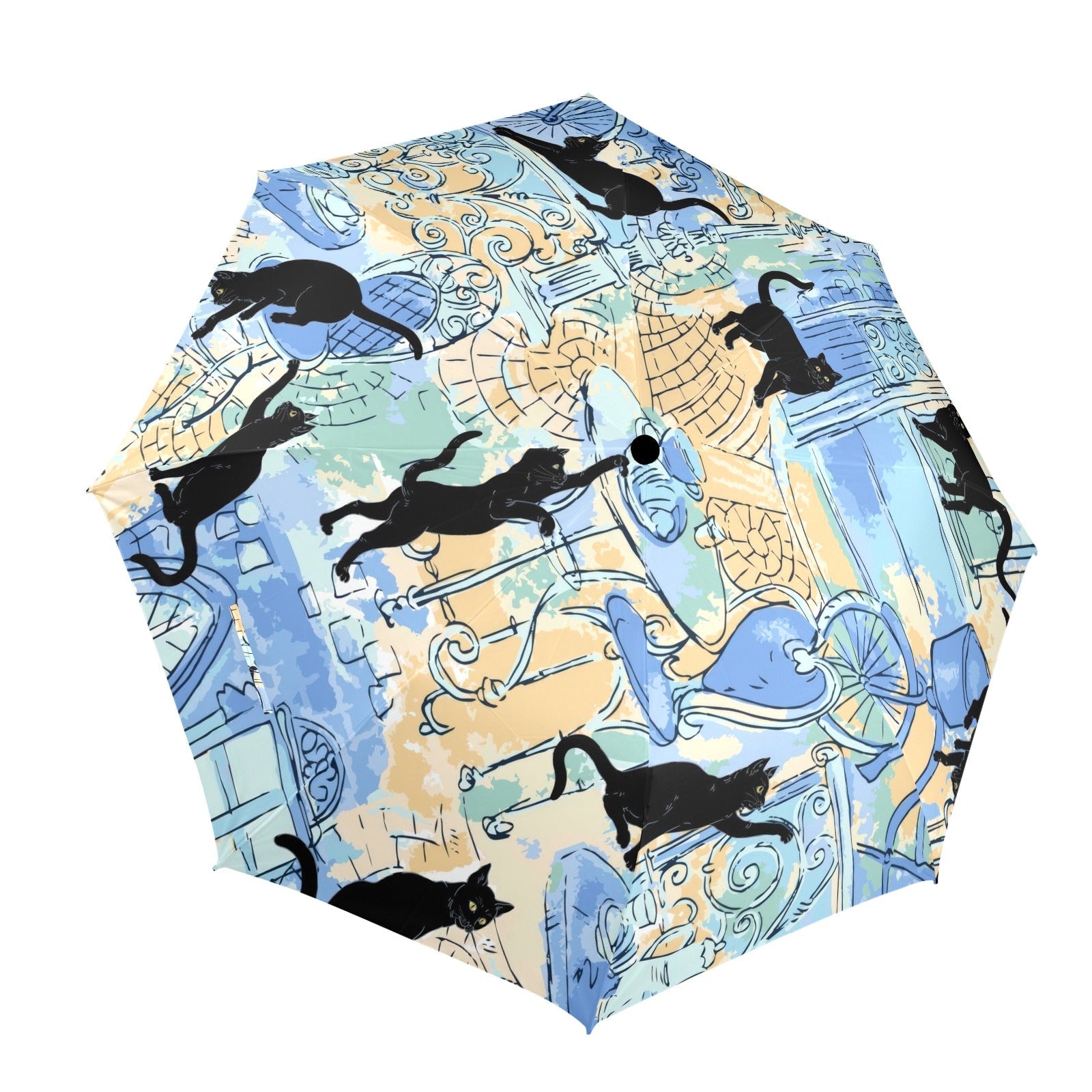 Kate McEnroe New York Retro Black Cat Umbrella, Mid Century Modern Parisian Art Rain GearUmbrellas25823774666613274504