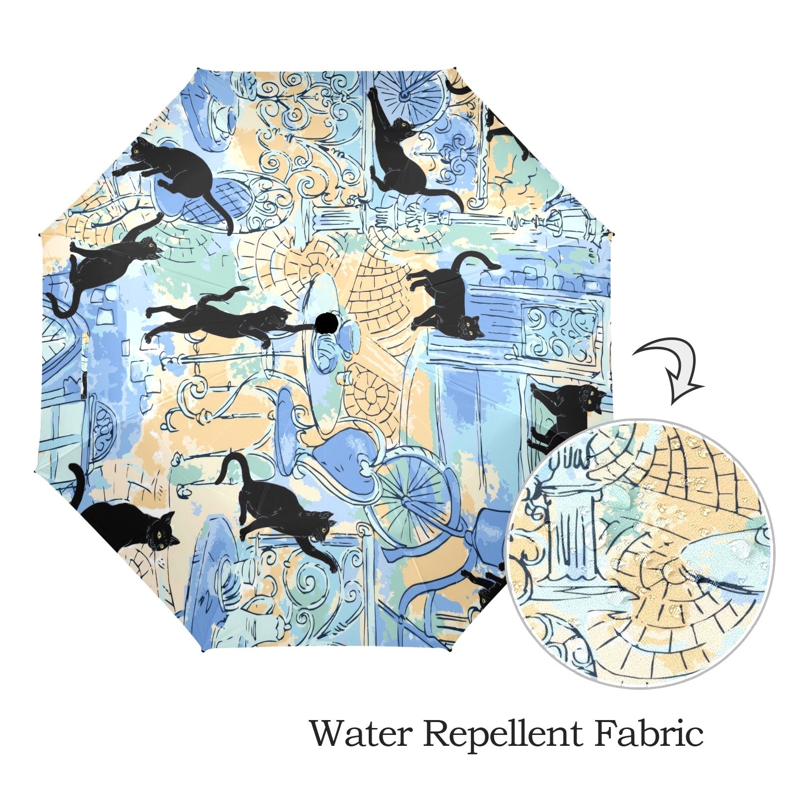 Kate McEnroe New York Retro Black Cat Umbrella, Mid Century Modern Parisian Art Rain GearUmbrellas25823774666613274504