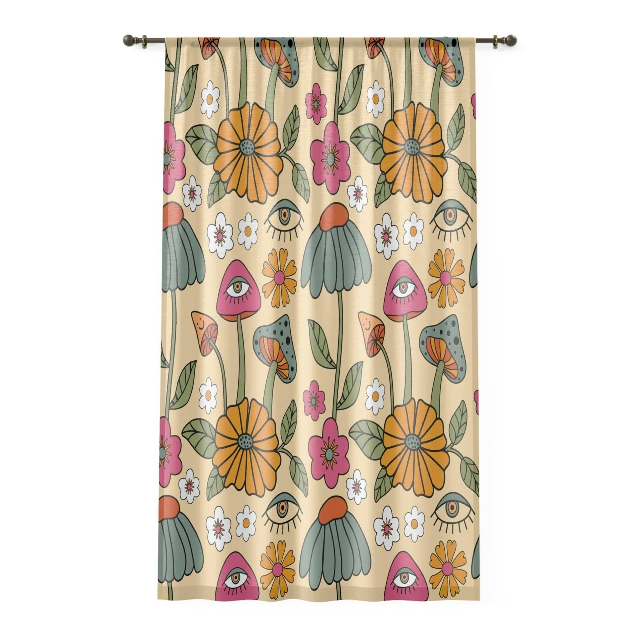 Kate McEnroe New York Retro Boho Hippie Mushroom Cottagecore Aesthetic Window CurtainWindow CurtainsCurtainSheer - 50x84 - SinglePanel