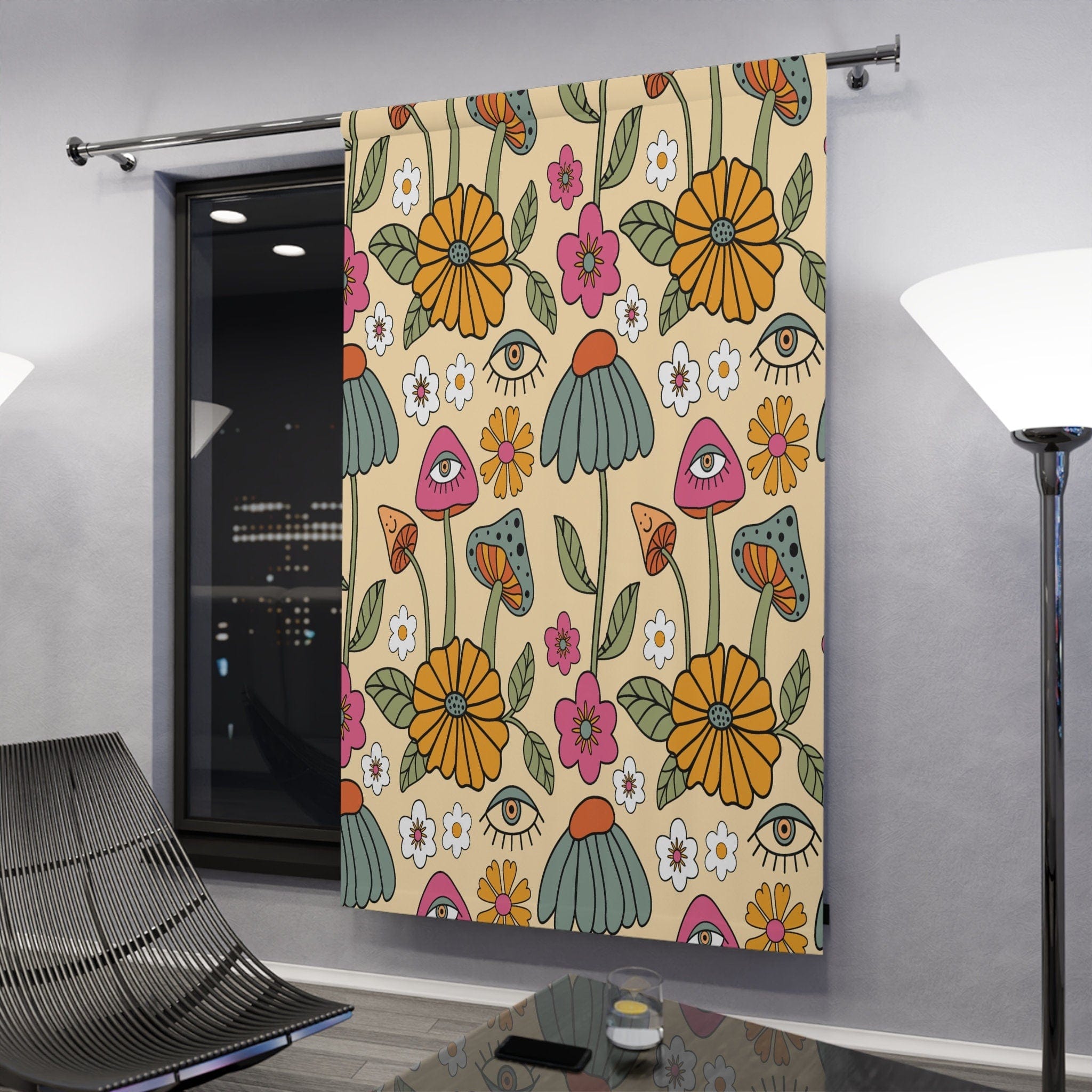 Kate McEnroe New York Retro Boho Hippie Mushroom Cottagecore Aesthetic Window CurtainWindow CurtainsCurtainSheer - 50x84 - SinglePanel