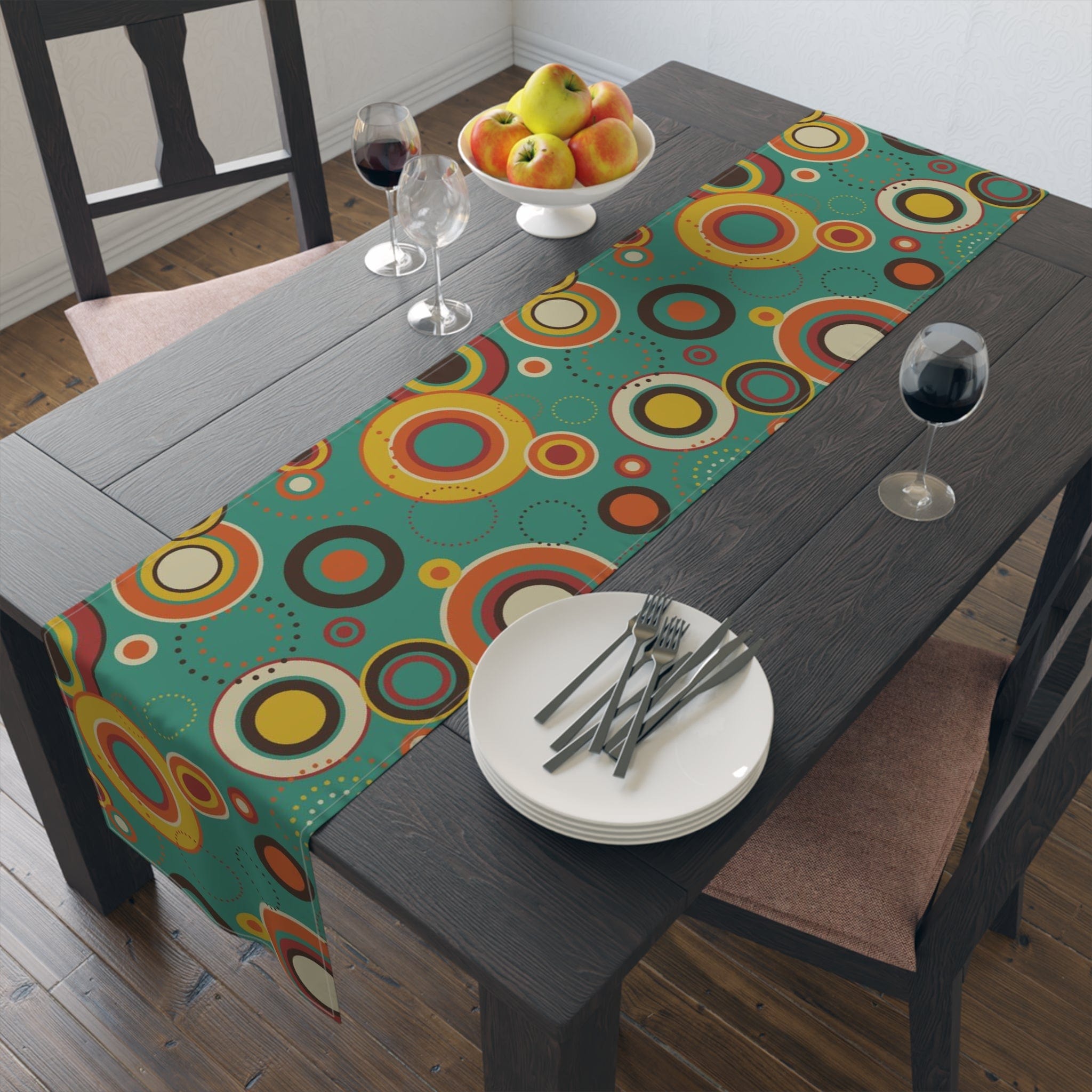 Kate McEnroe New York Retro Bold Geometric Circles Cotton Twill Table RunnerTable RunnersTableRunner - CottonTwill - 16x72 - 20220809195334821