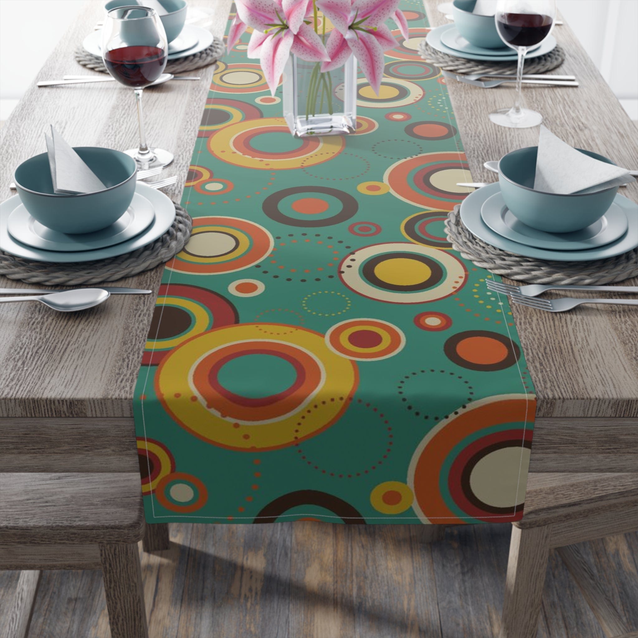 Kate McEnroe New York Retro Bold Geometric Circles Cotton Twill Table RunnerTable RunnersTableRunner - CottonTwill - 16x90 - 20220809195334821