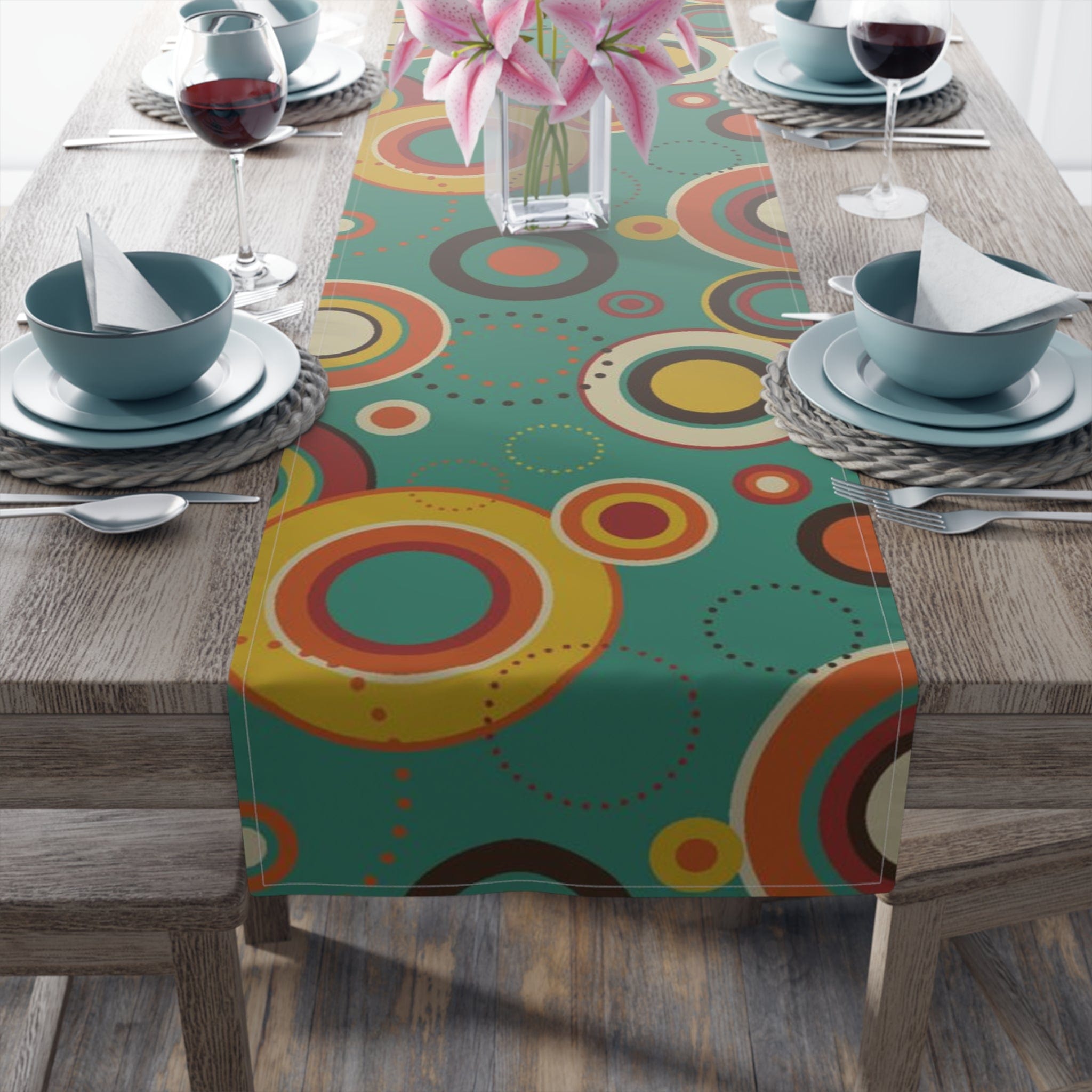 Kate McEnroe New York Retro Bold Geometric Circles Cotton Twill Table RunnerTable RunnersTableRunner - CottonTwill - 16x90 - 20220809195334821