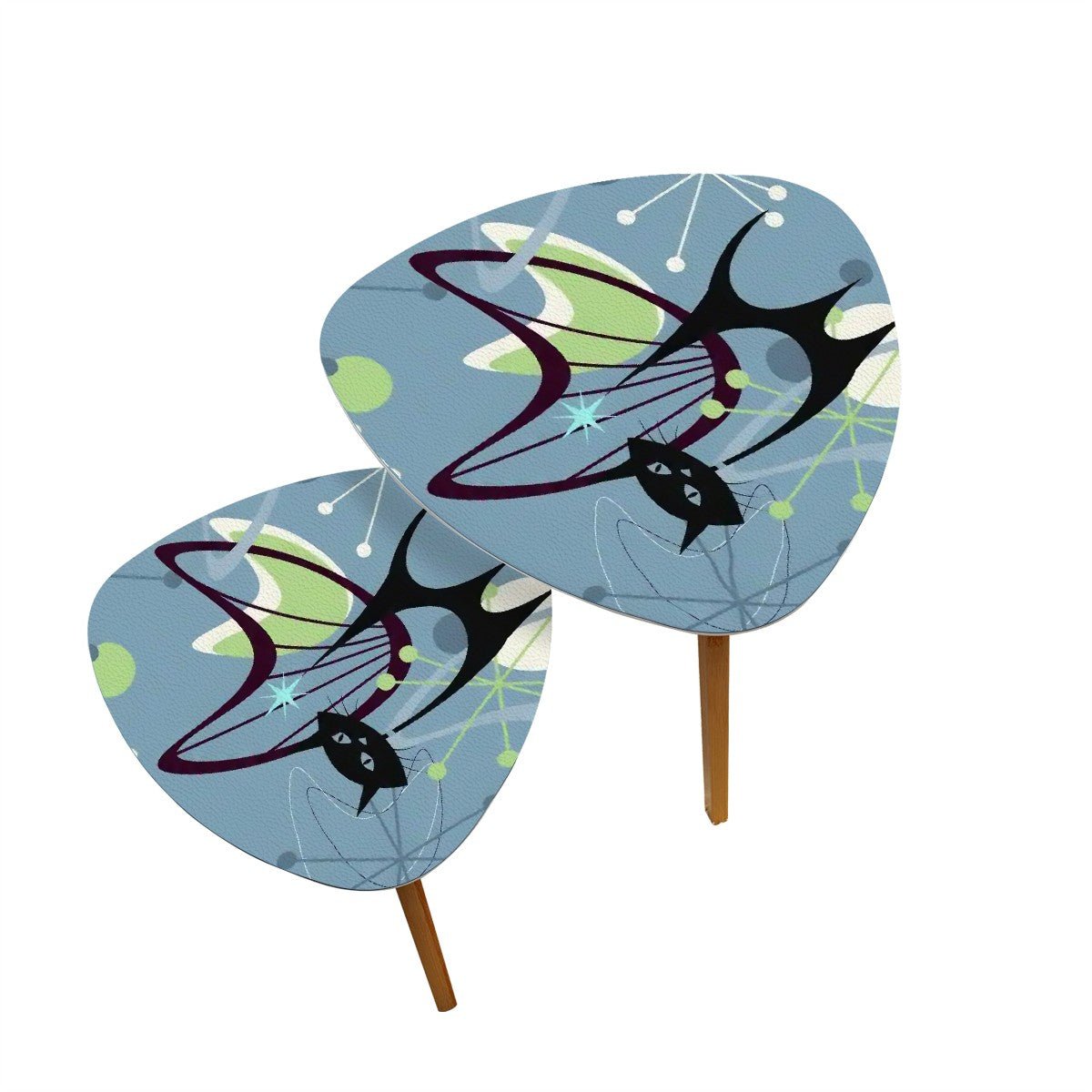 Kate McEnroe New York Retro Boomerang Atomic Cat Nesting Tables, MCM Starburst Accent FurnitureNesting TablesShaukzPKw7