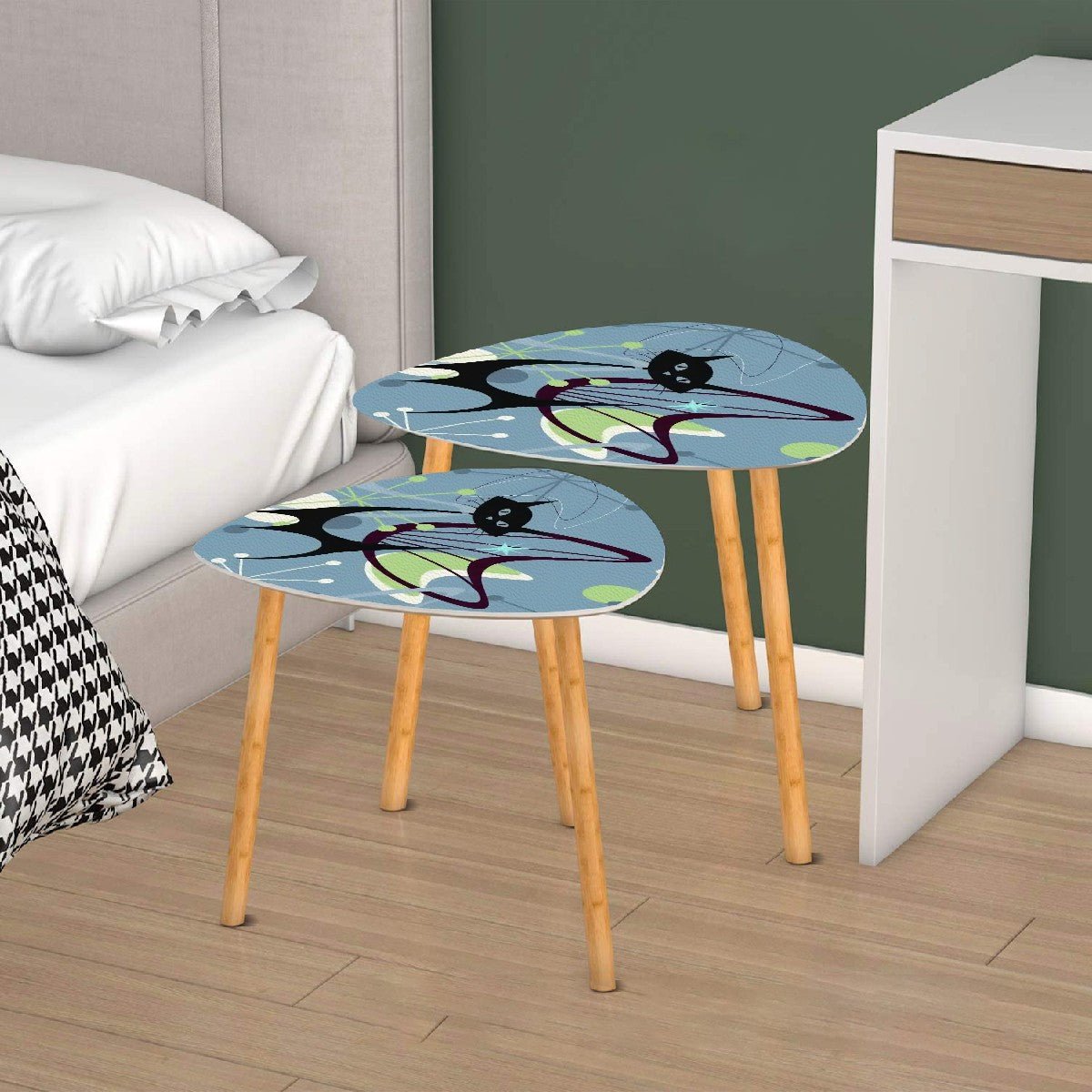 Kate McEnroe New York Retro Boomerang Atomic Cat Nesting Tables, MCM Starburst Accent FurnitureNesting TablesShaukzPKw7